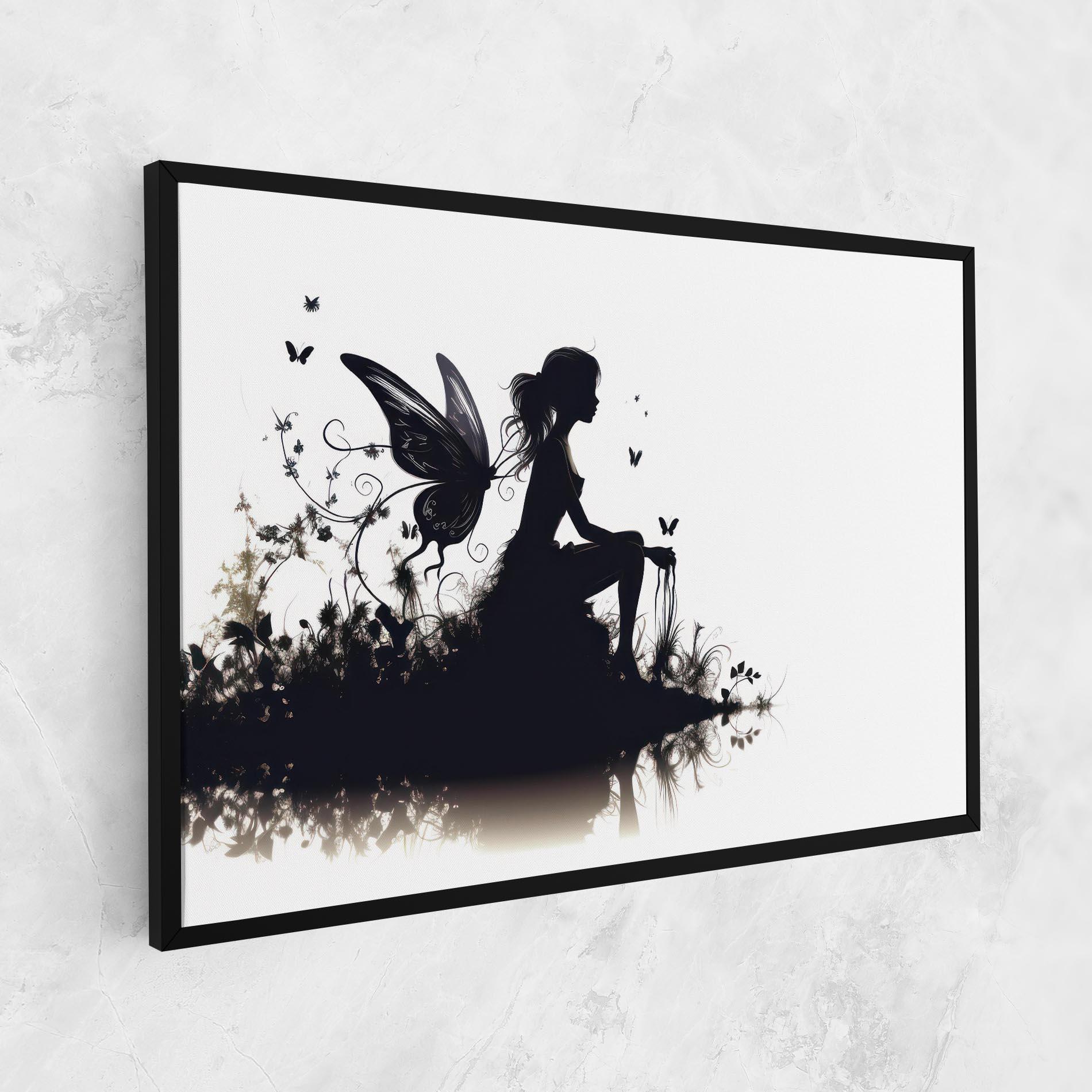Leinwandbild Butterfly Woman Shilouette mockup 1