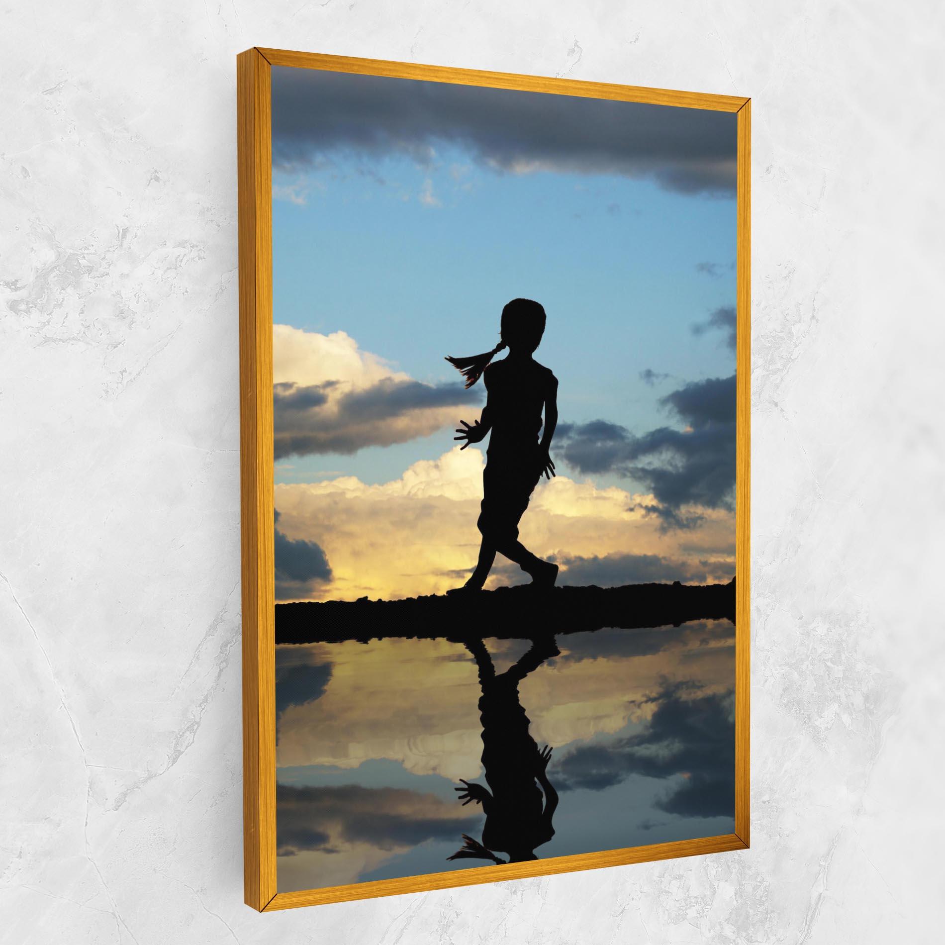 Leinwandbild Little Girl Jumping mockup 1
