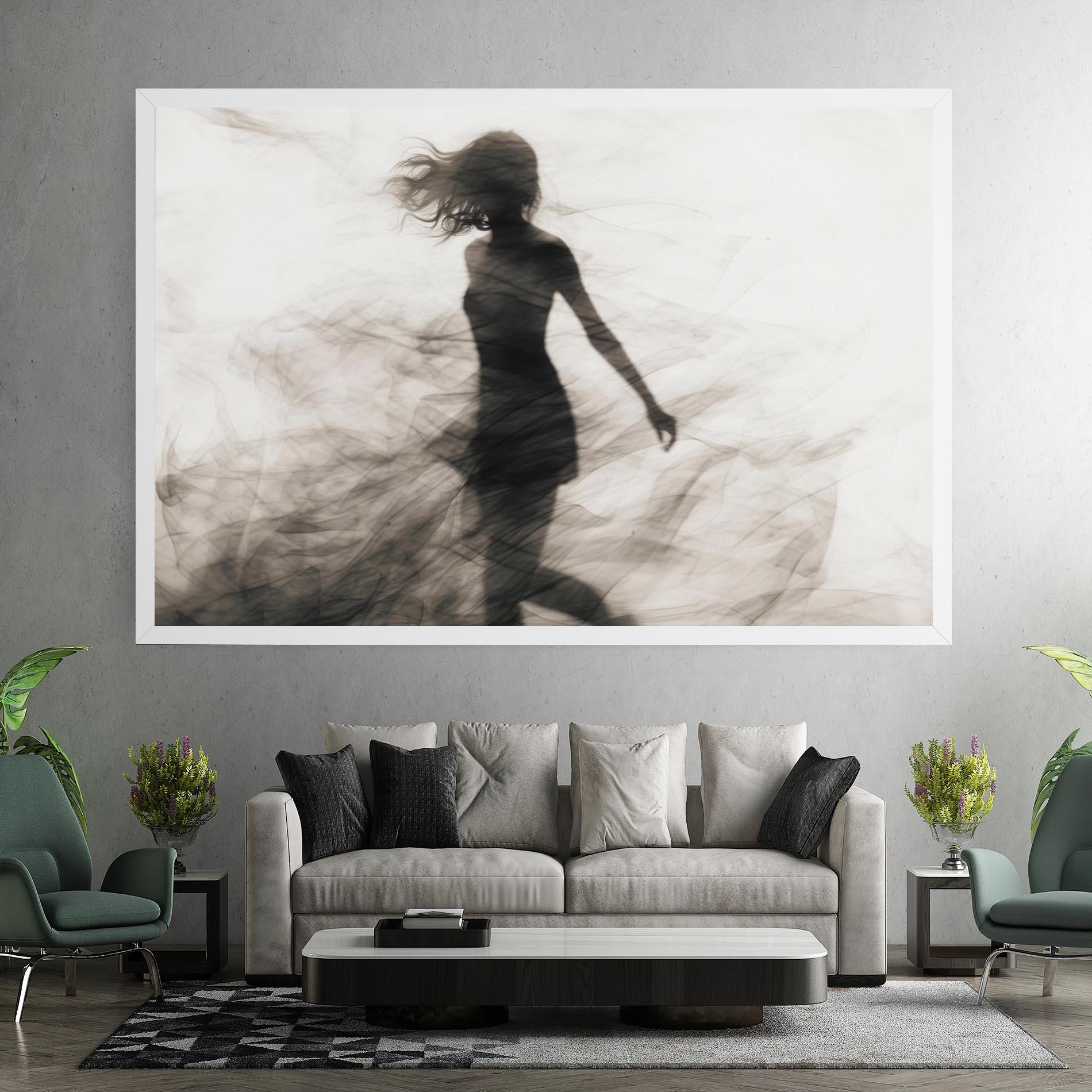 Leinwandbild Smoke Girl Shilouette mockup 7