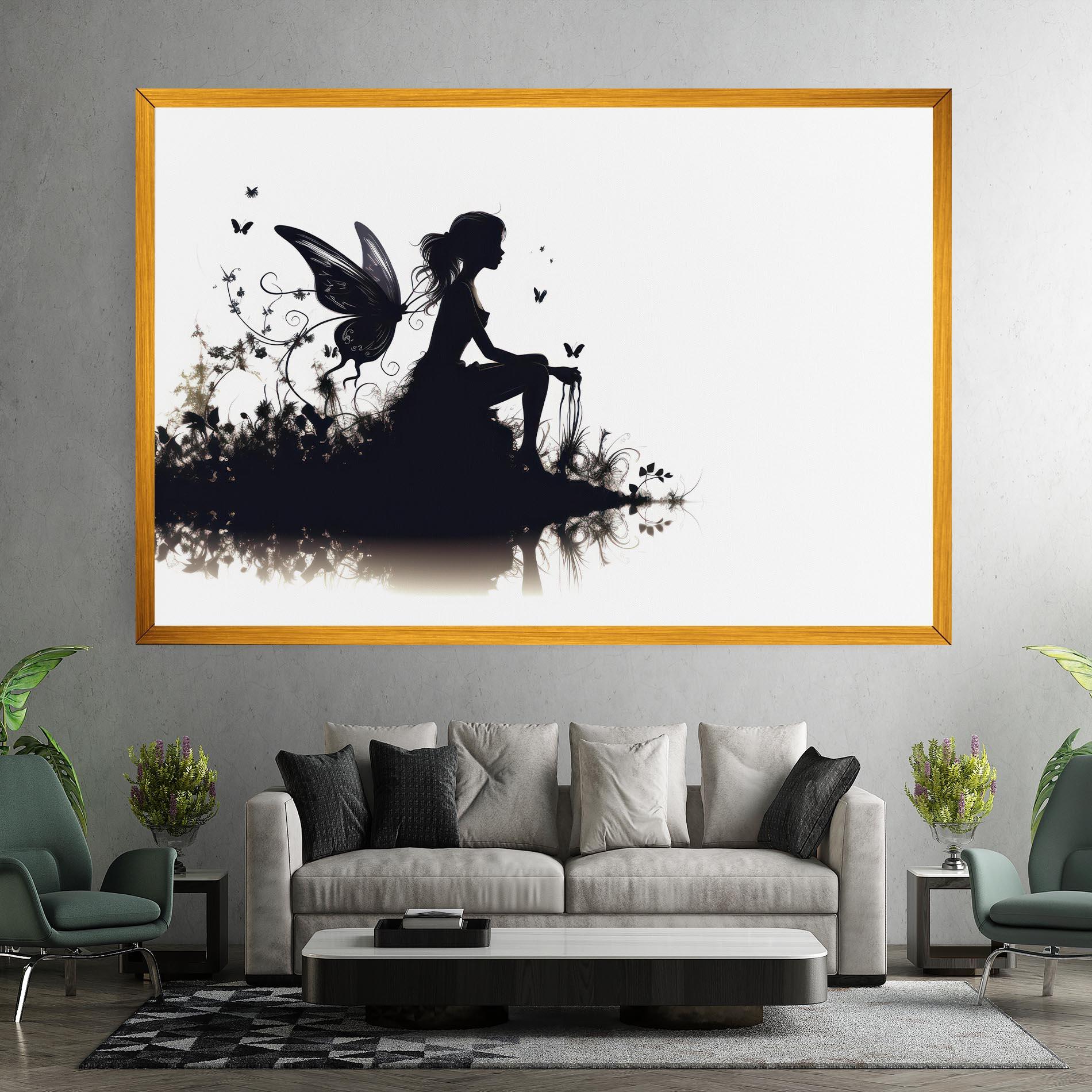 Leinwandbild Butterfly Woman Shilouette mockup 7