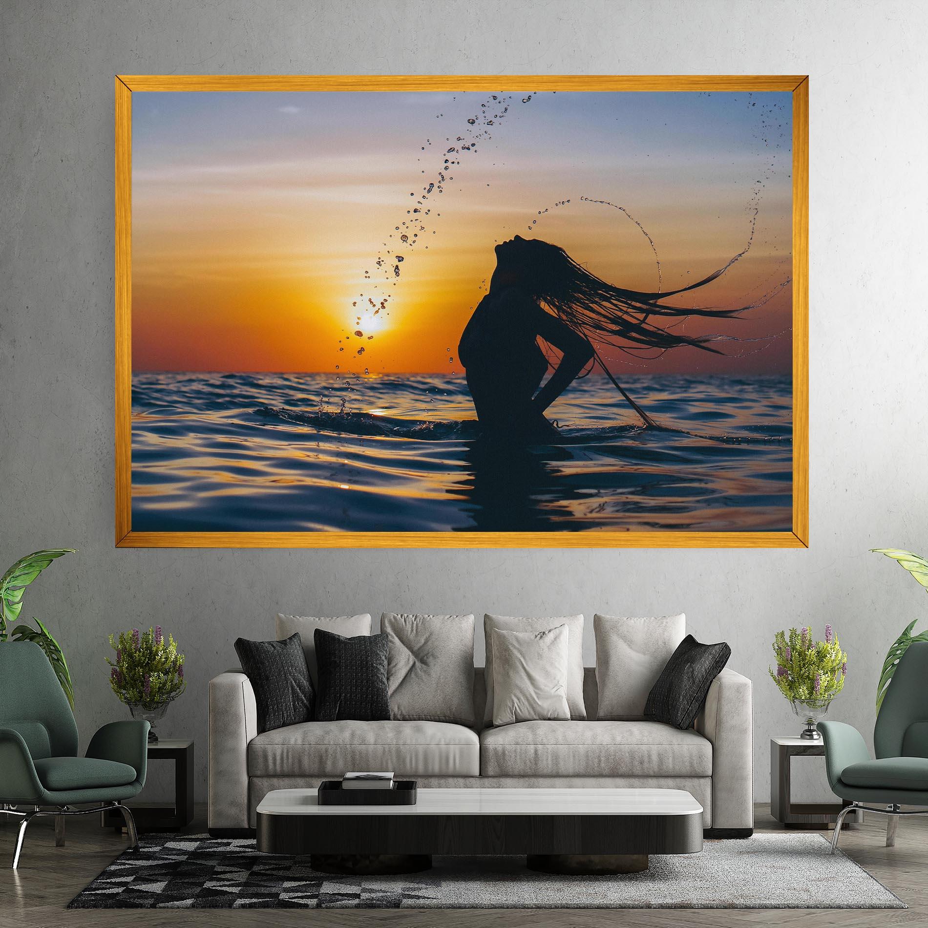 Leinwandbild Ocean Woman Shilouette mockup 7