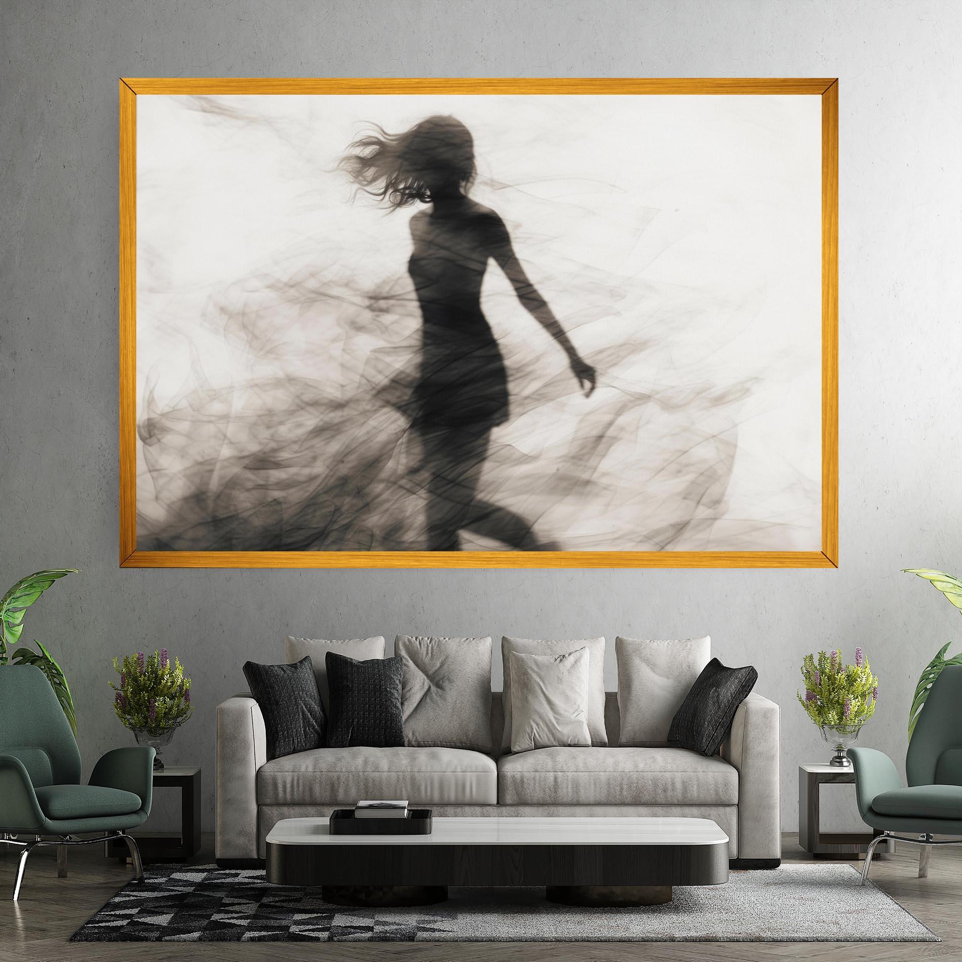 Leinwandbild Smoke Girl Shilouette mockup 7