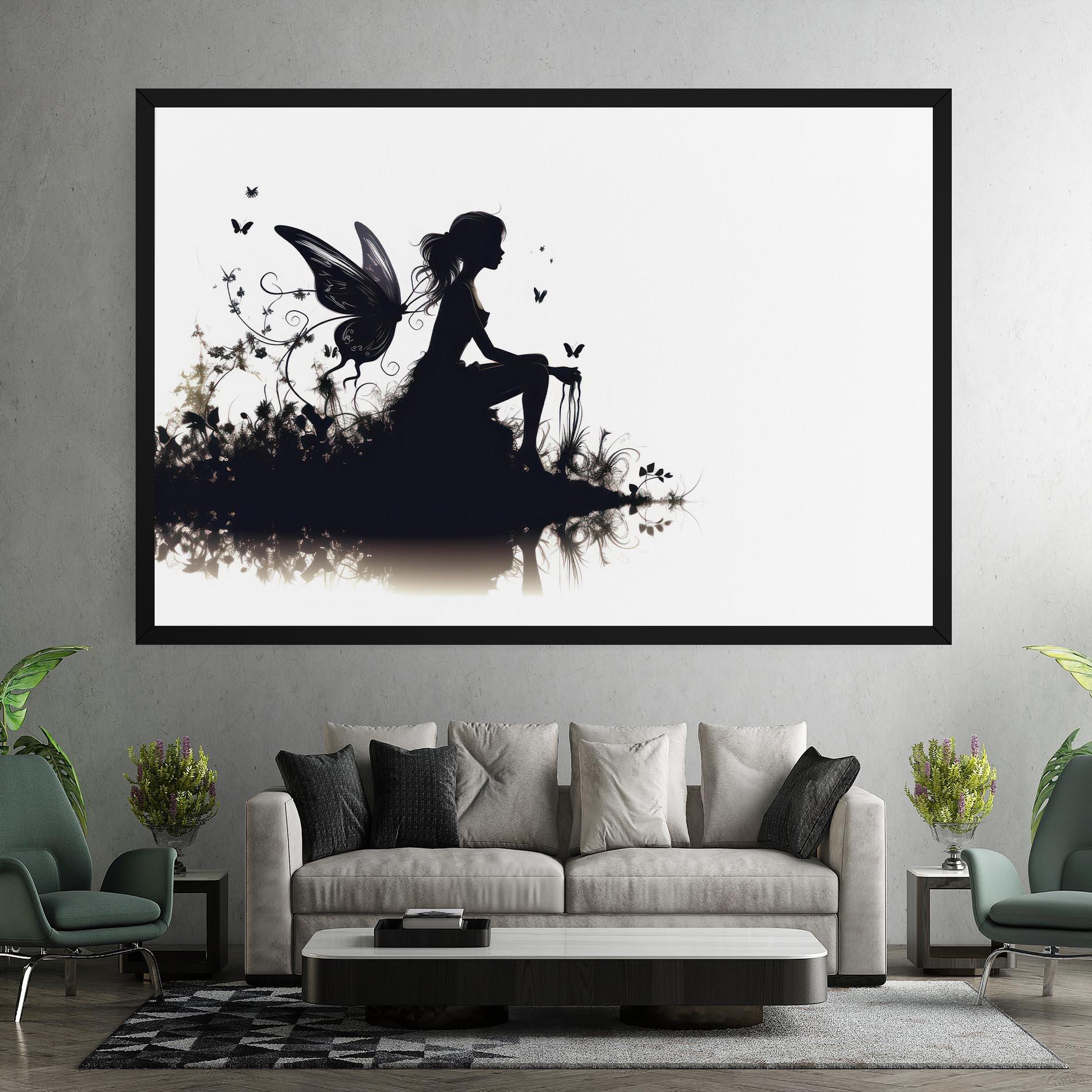 Leinwandbild Butterfly Woman Shilouette mockup 7