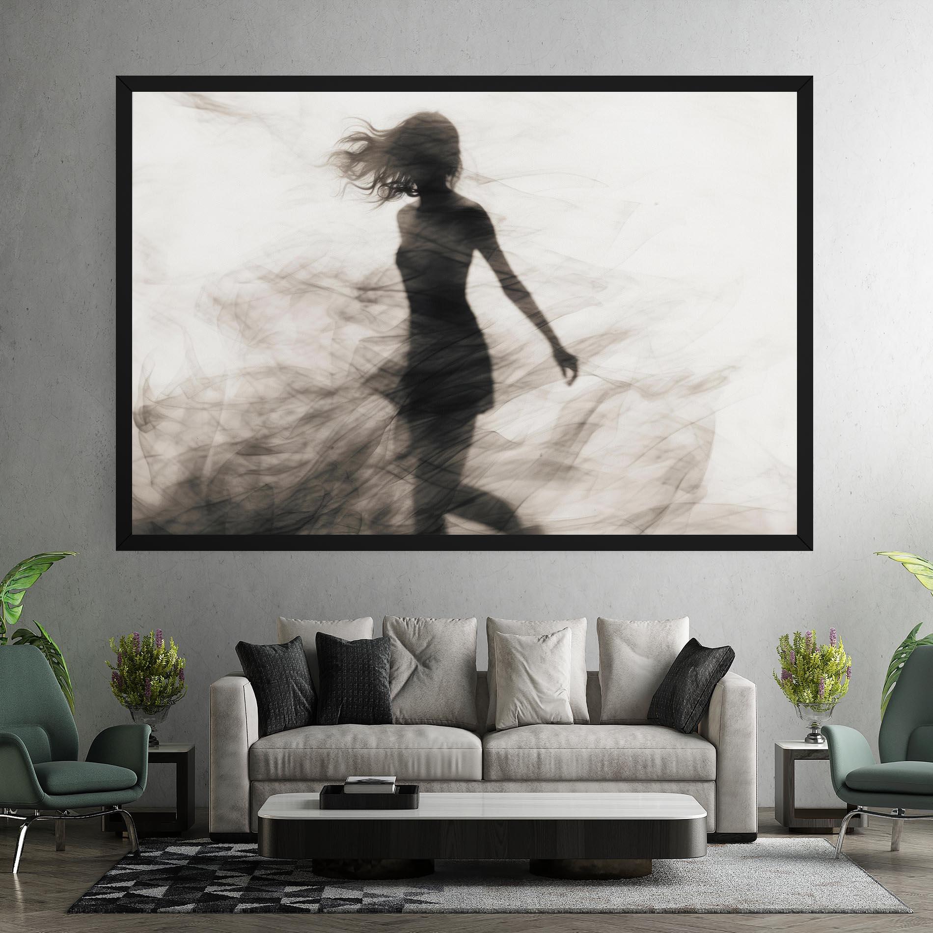 Leinwandbild Smoke Girl Shilouette mockup 7