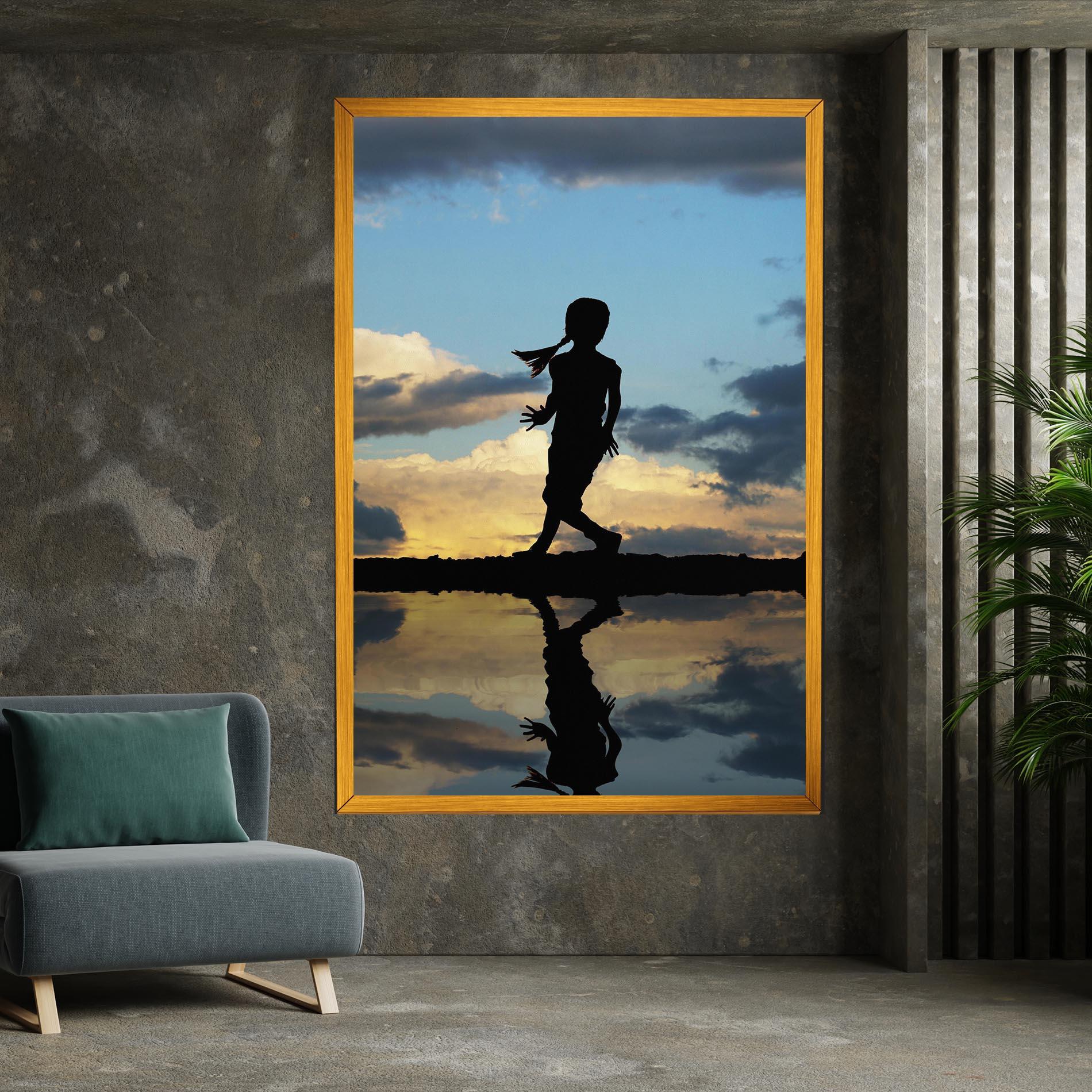 Leinwandbild Little Girl Jumping mockup 7