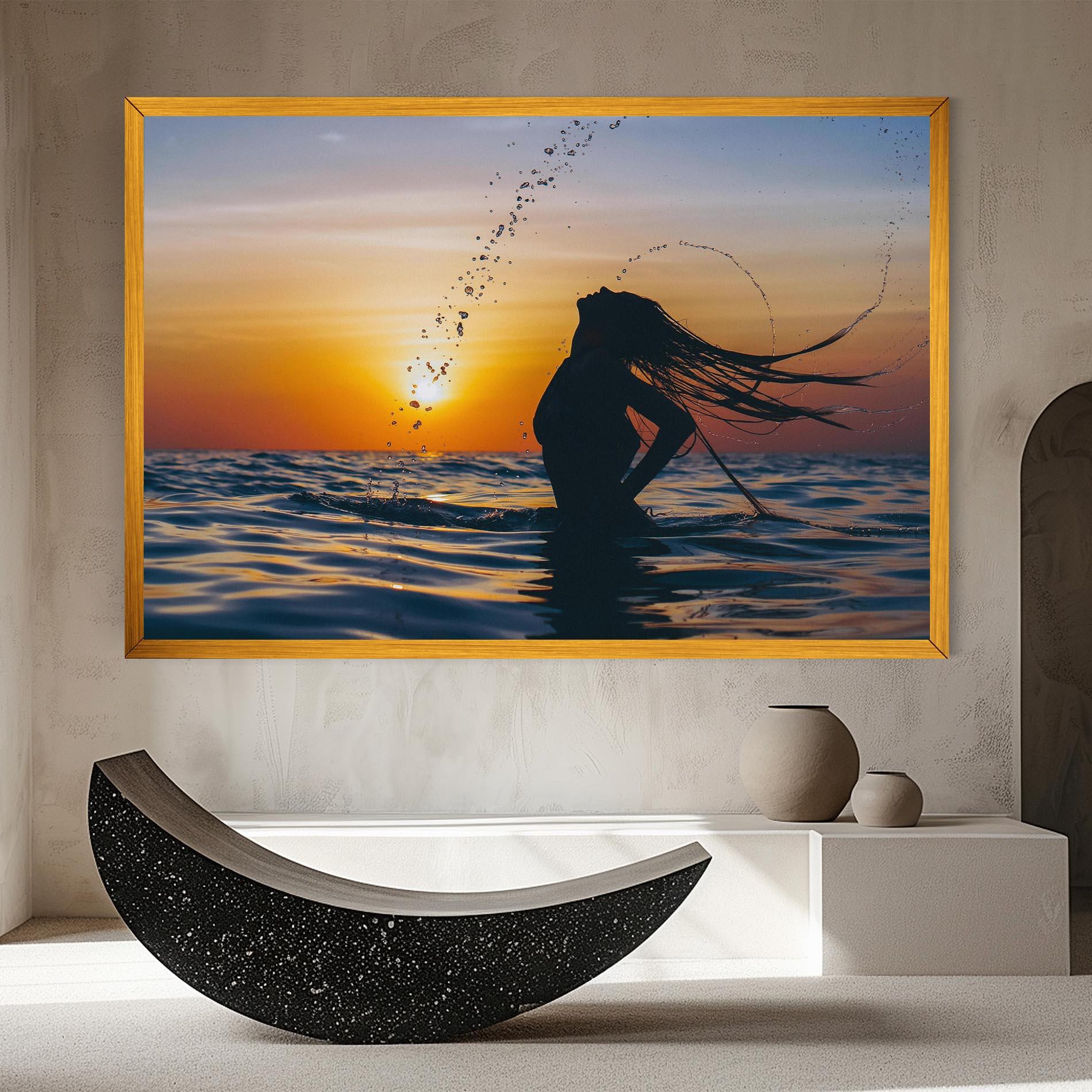 Leinwandbild Ocean Woman Shilouette mockup 8