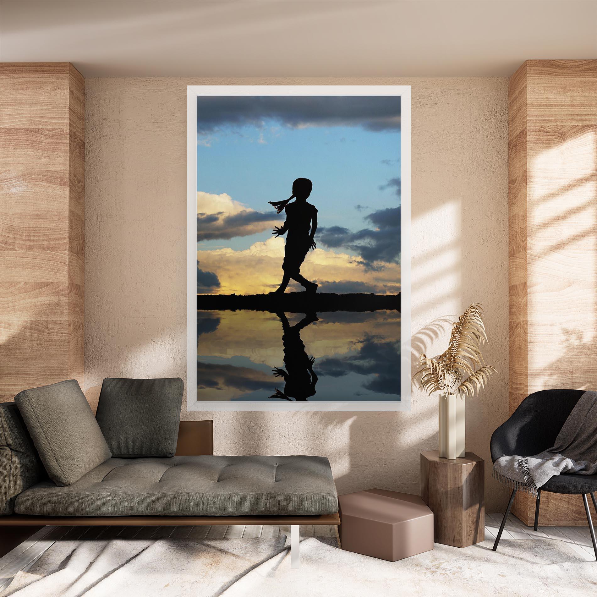 Leinwandbild Little Girl Jumping mockup 8