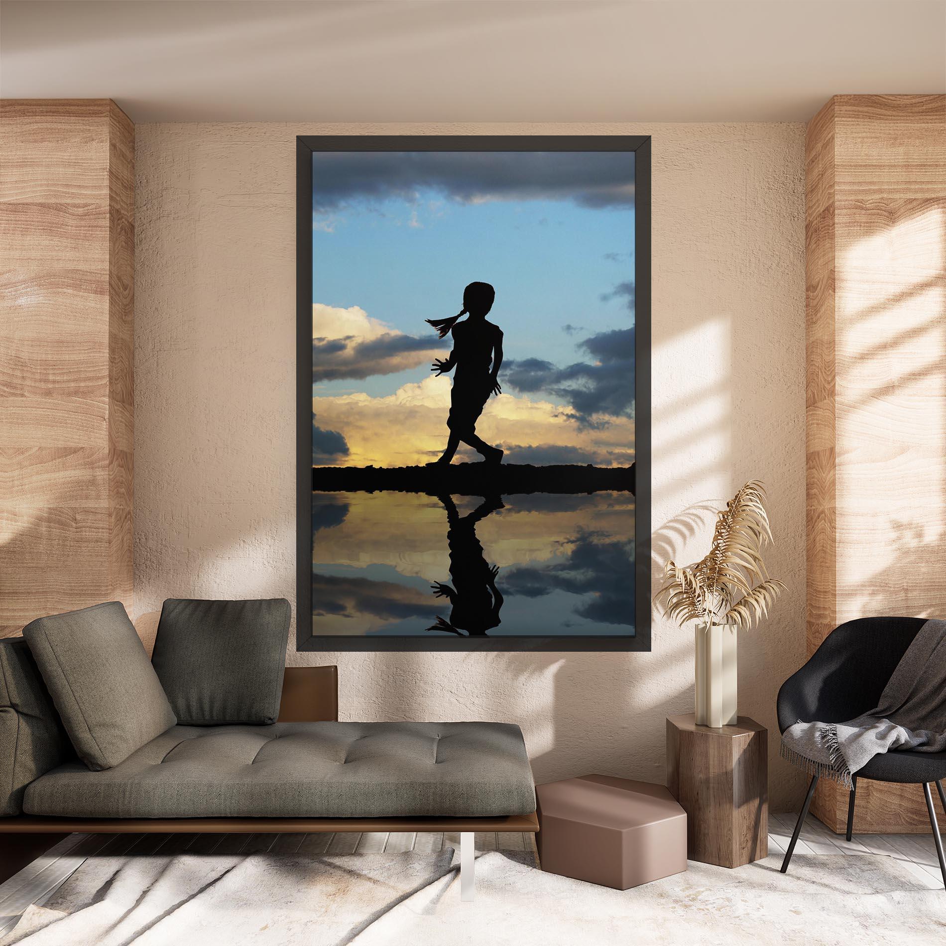 Leinwandbild Little Girl Jumping mockup 8