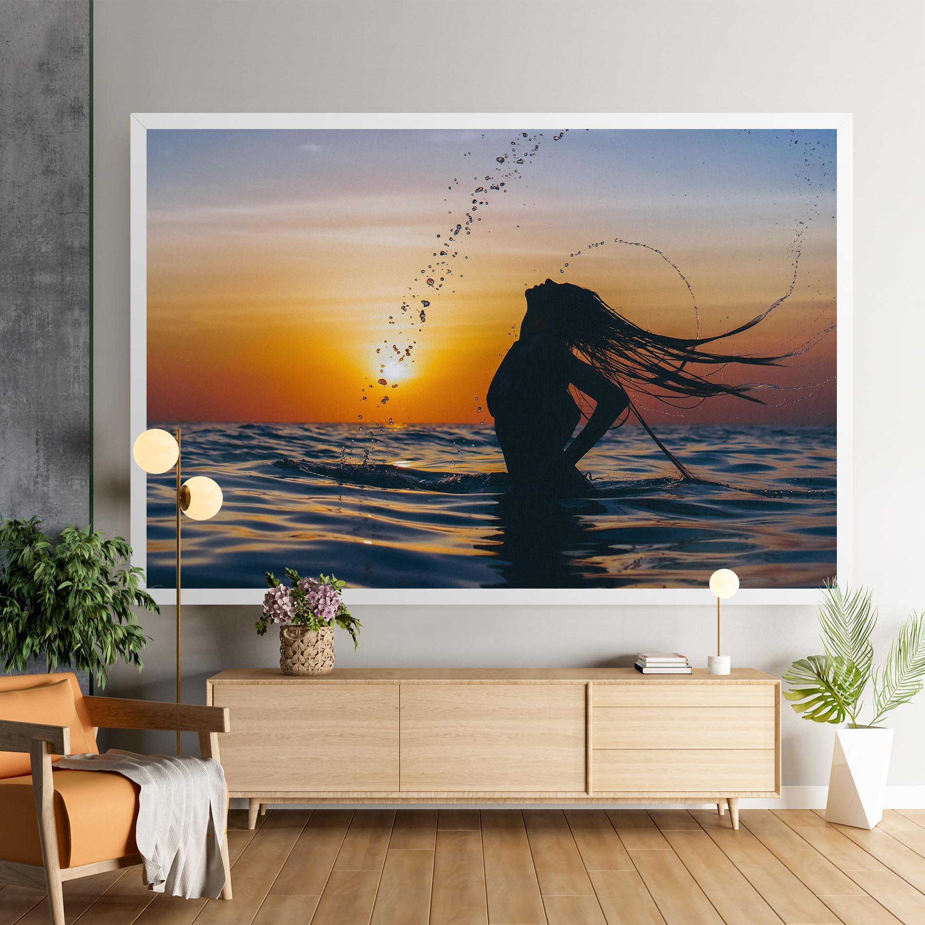 Leinwandbild Ocean Woman Shilouette mockup 9