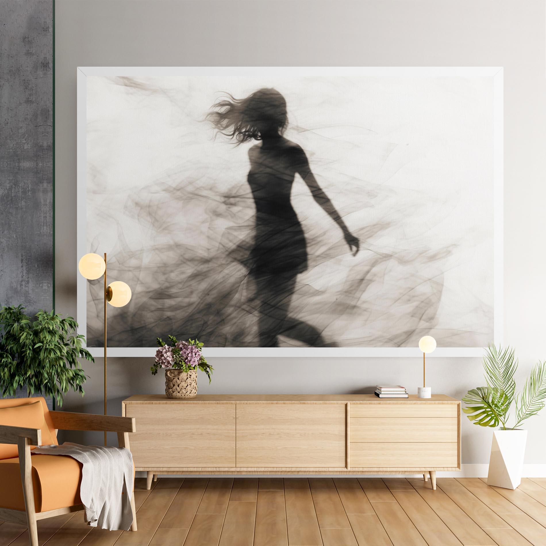 Leinwandbild Smoke Girl Shilouette mockup 9