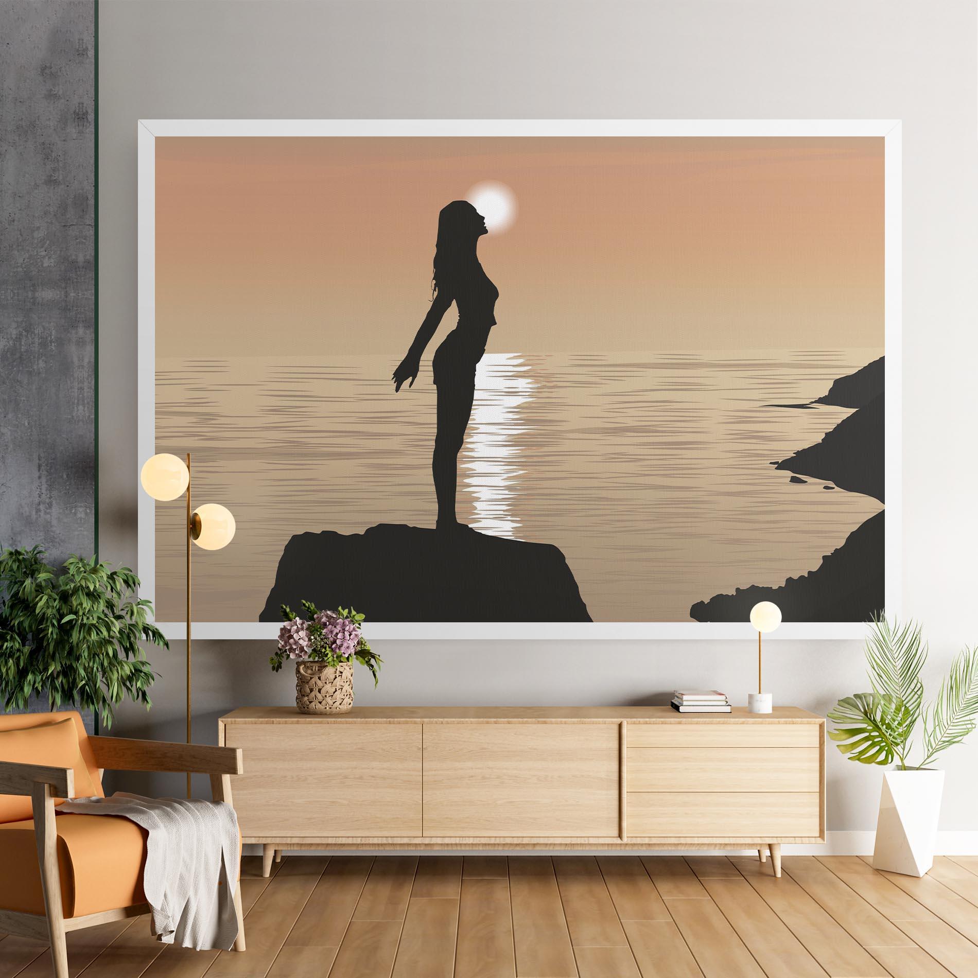 Leinwandbild Water Girl Shilouette mockup 9