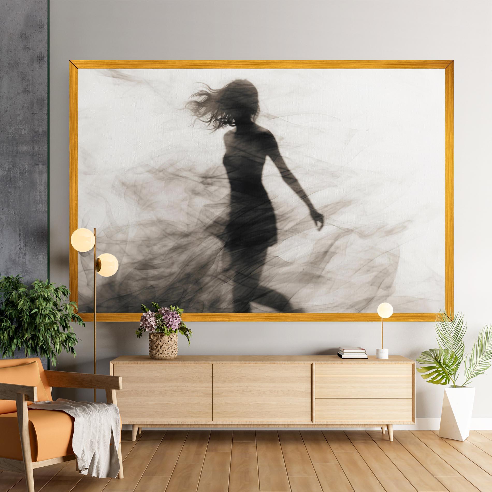 Leinwandbild Smoke Girl Shilouette mockup 9