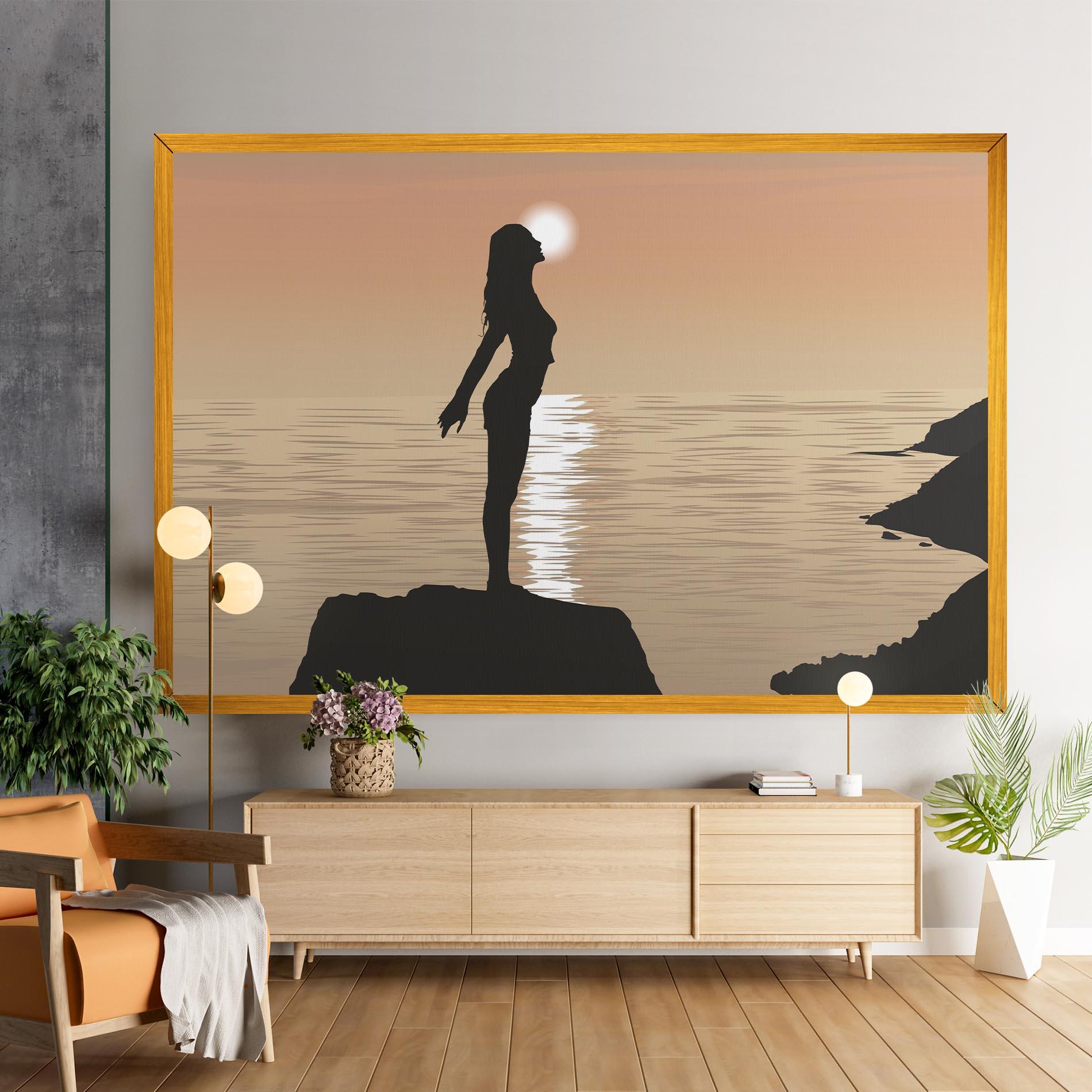 Leinwandbild Water Girl Shilouette mockup 9