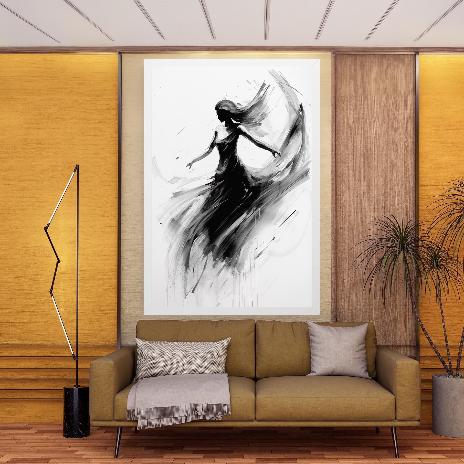 Leinwandbild Dancing Woman Drawn mockup 9