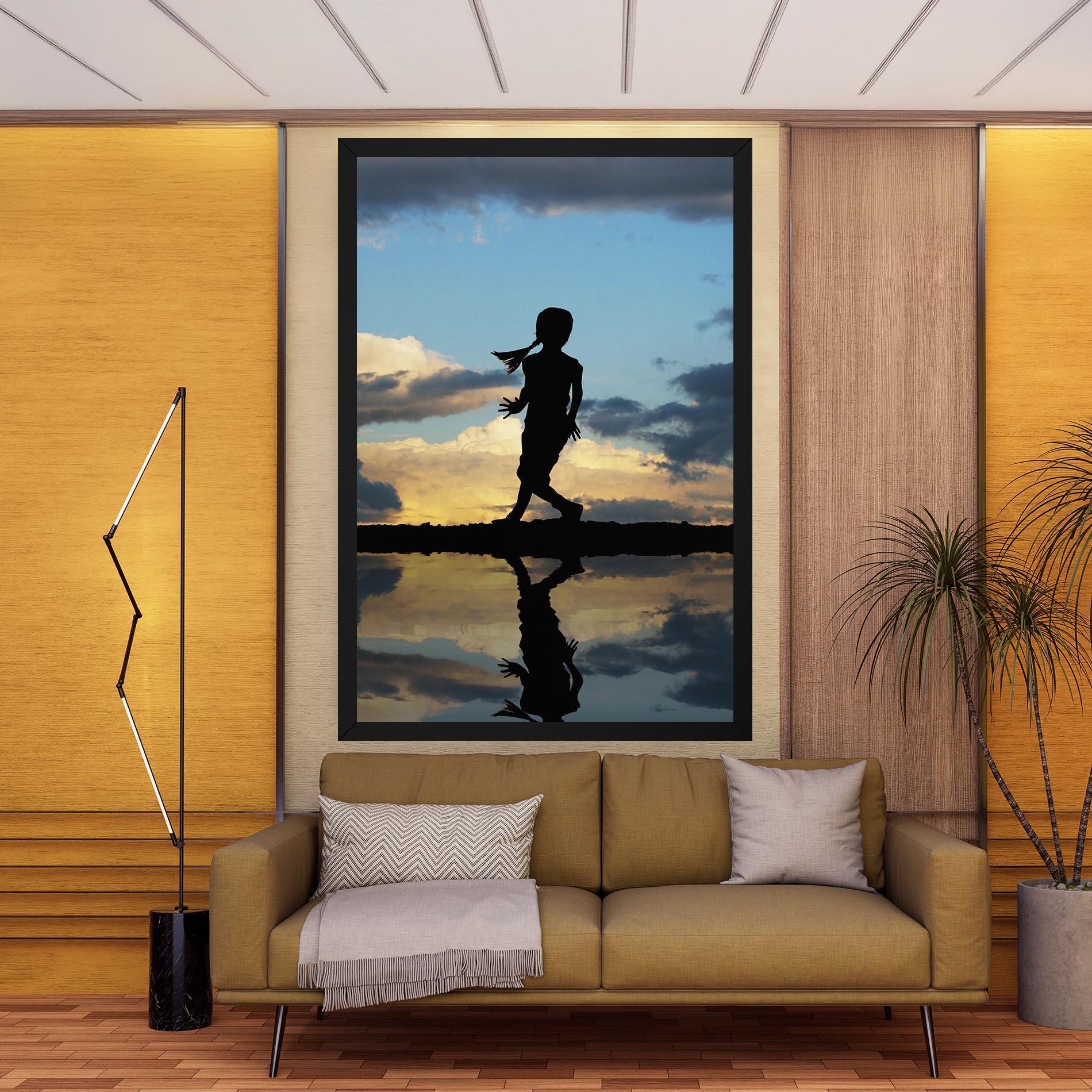 Leinwandbild Little Girl Jumping mockup 9