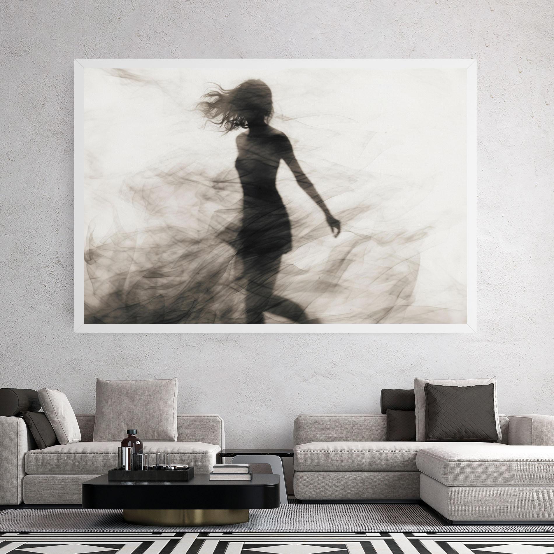Leinwandbild Smoke Girl Shilouette mockup 2