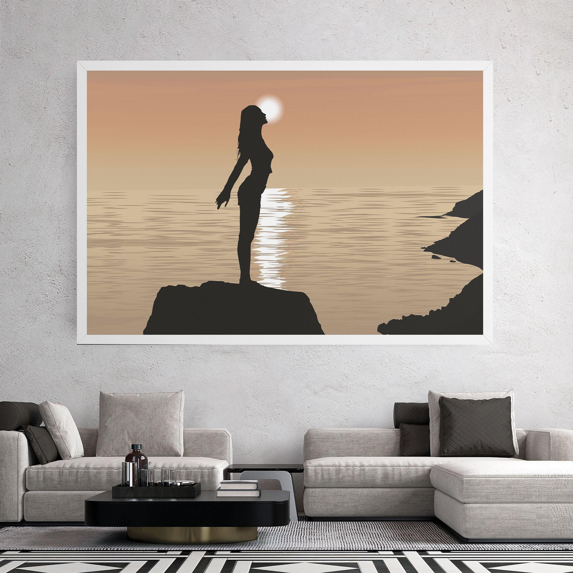 Leinwandbild Water Girl Shilouette mockup 2