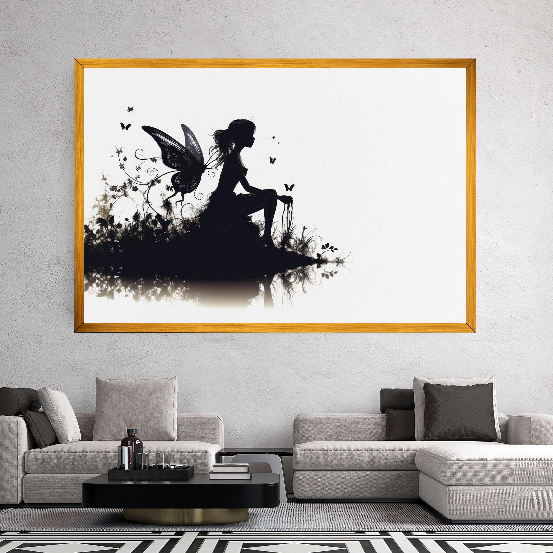 Leinwandbild Butterfly Woman Shilouette mockup 2