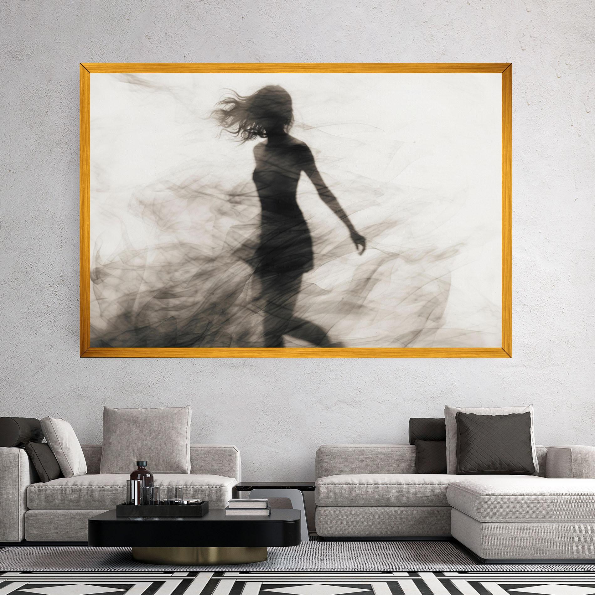 Leinwandbild Smoke Girl Shilouette mockup 2