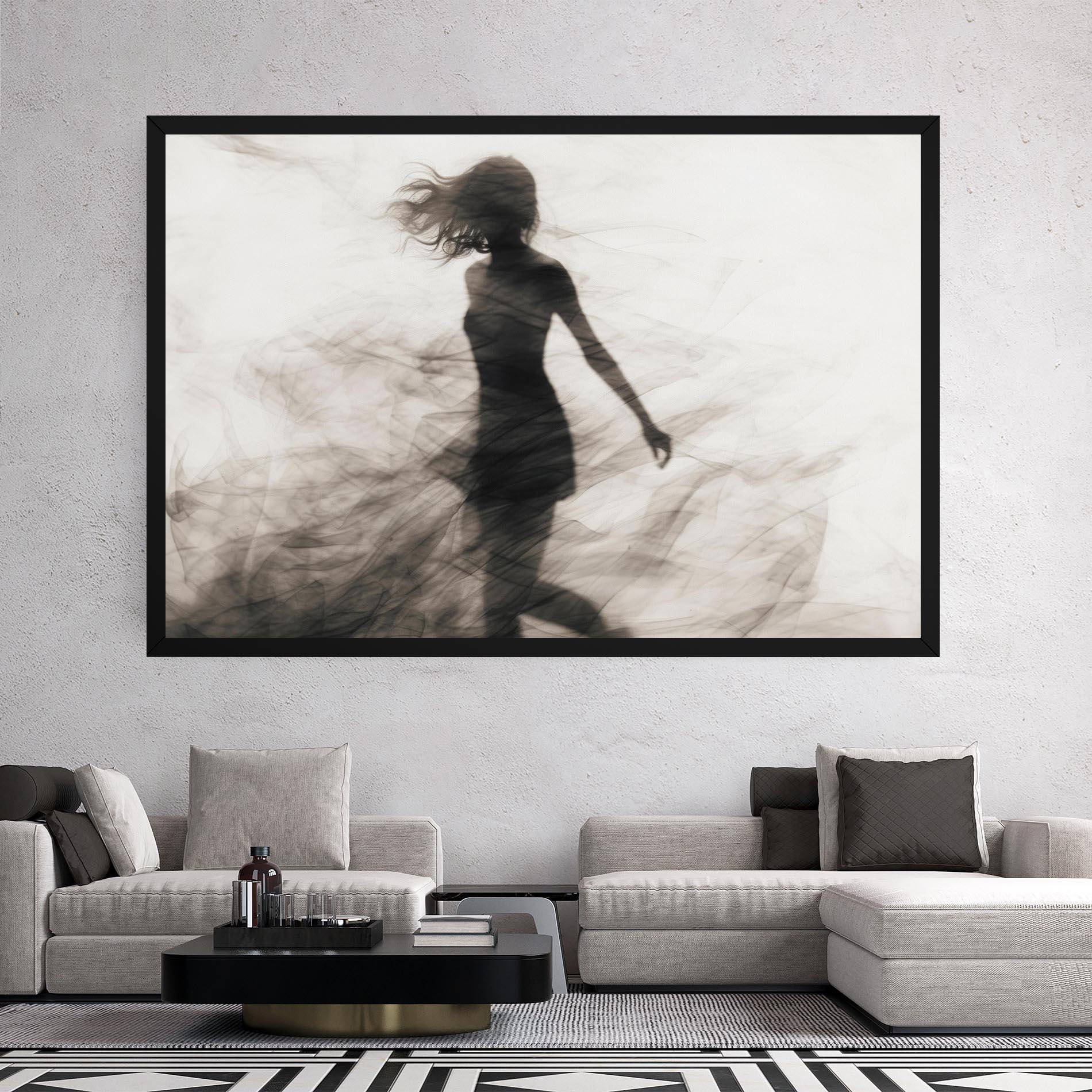 Leinwandbild Smoke Girl Shilouette mockup 2