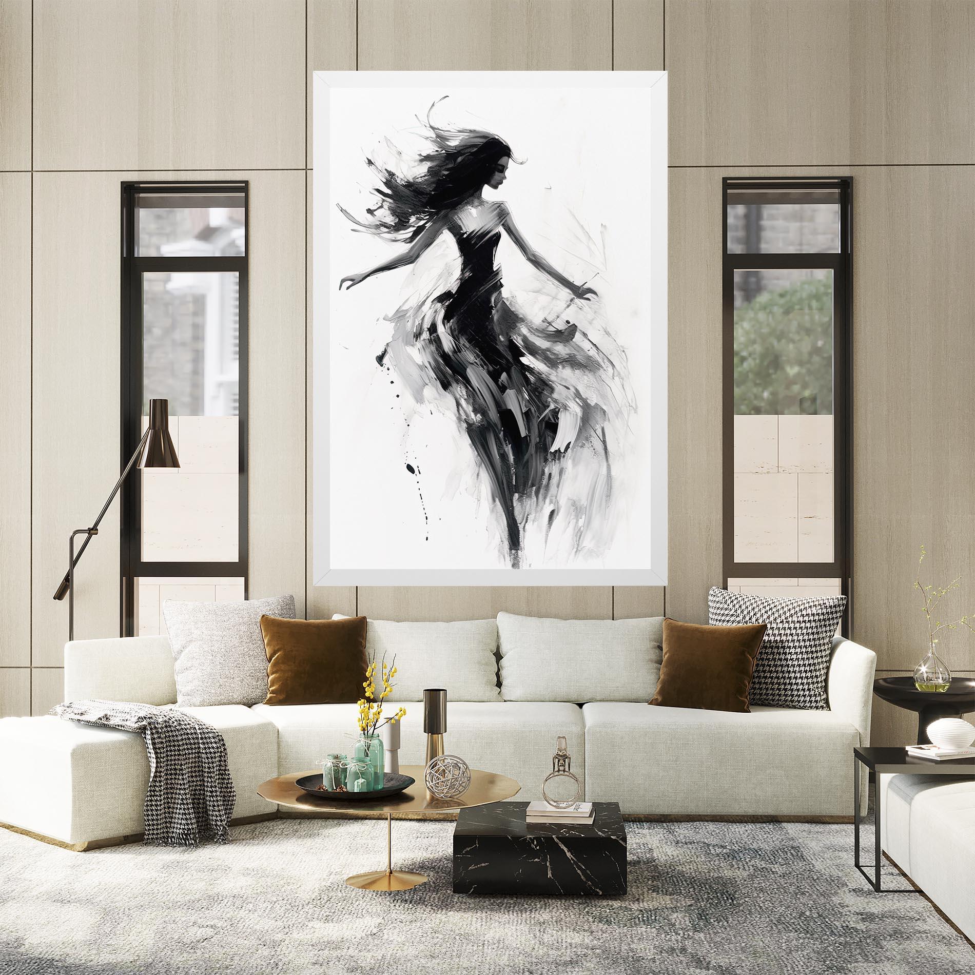 Leinwandbild Black Ink Woman mockup 2