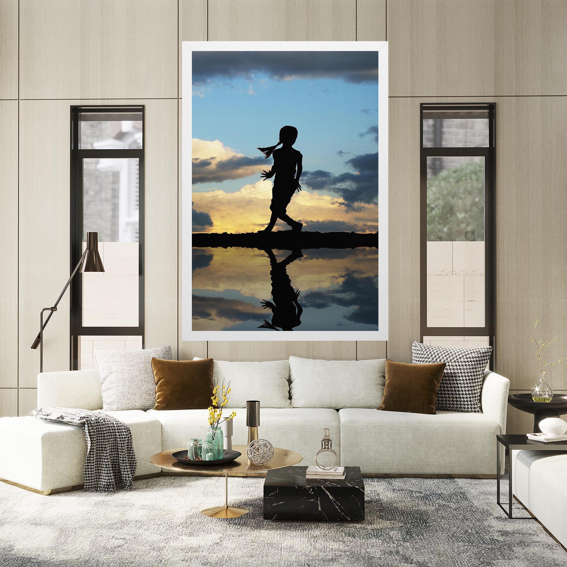 Leinwandbild Little Girl Jumping mockup 2