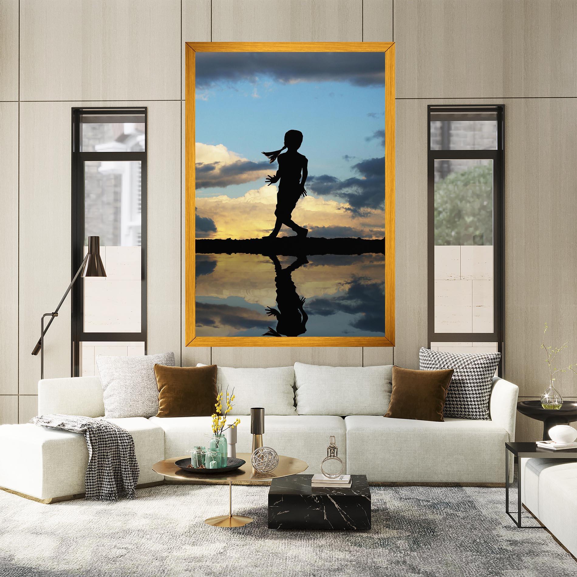 Leinwandbild Little Girl Jumping mockup 2