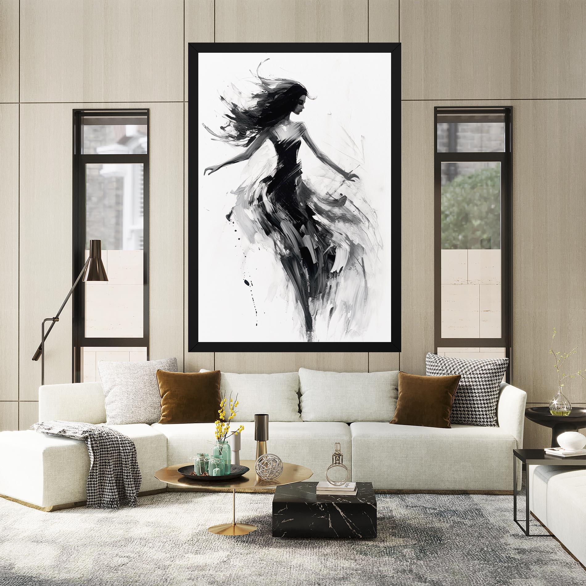 Leinwandbild Black Ink Woman mockup 2