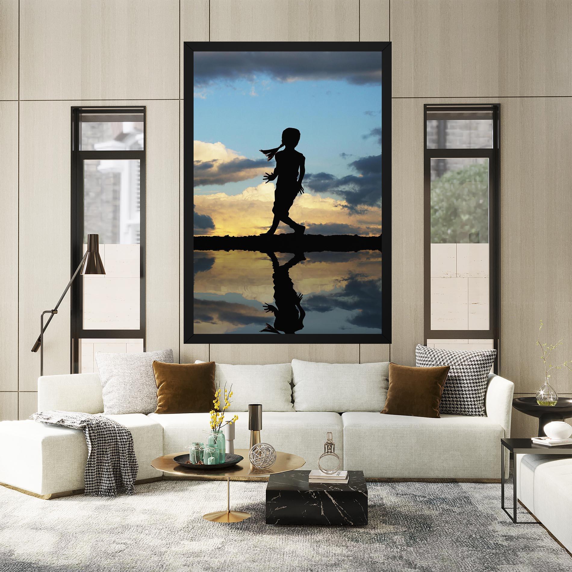 Leinwandbild Little Girl Jumping mockup 2