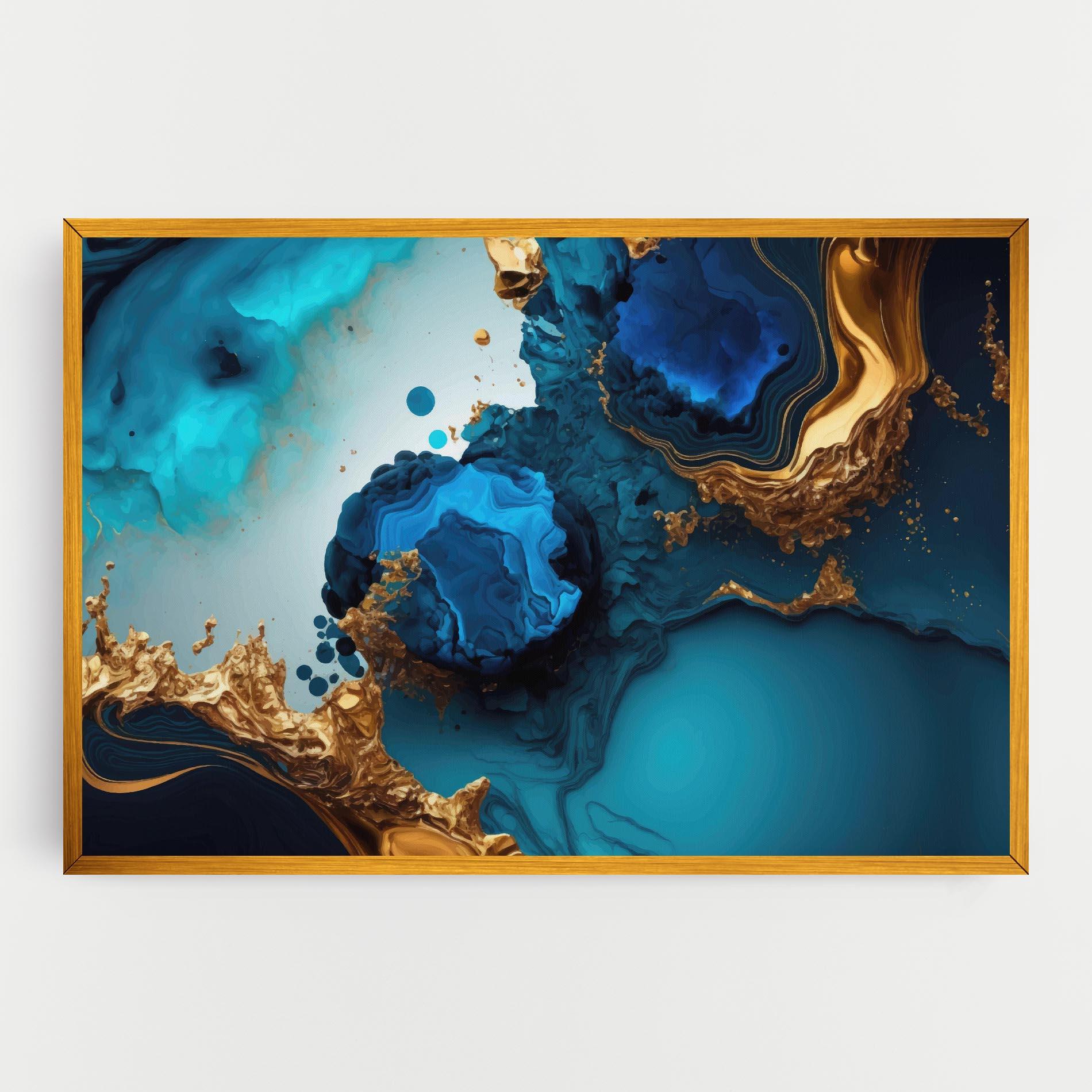 Leinwandbild Blue Gold Wave mockup 0