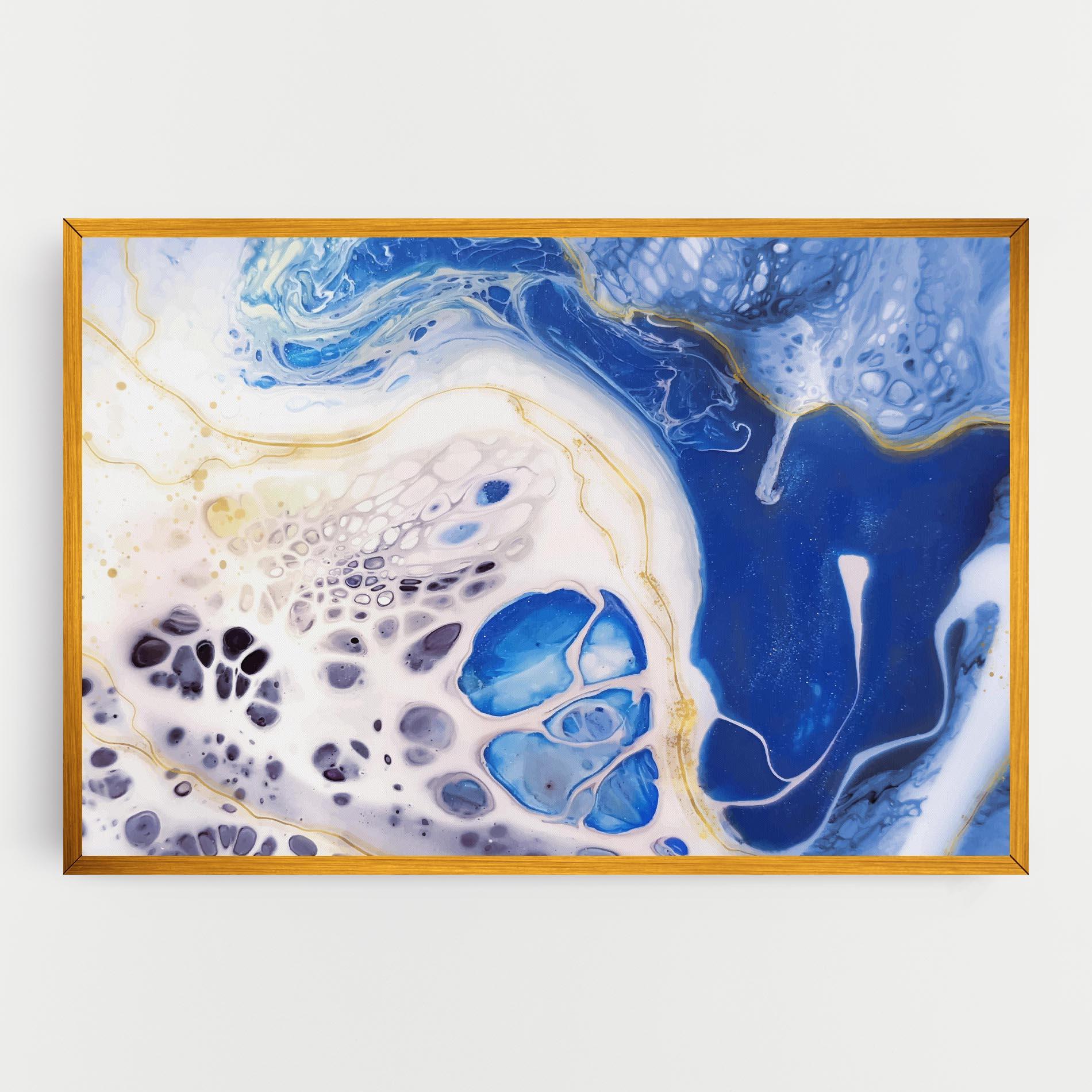 Leinwandbild Water Gold Blue Marble mockup 0