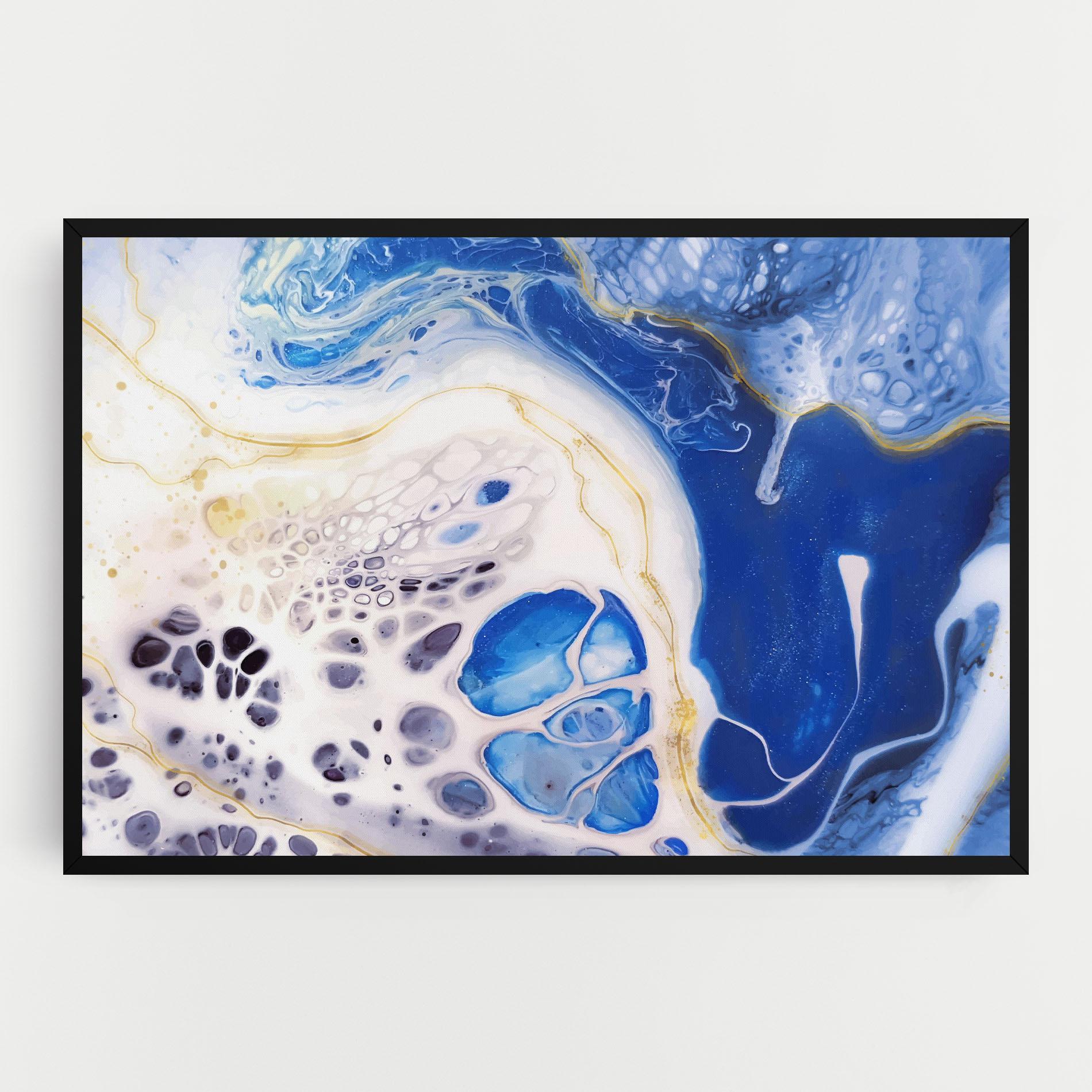 Leinwandbild Water Gold Blue Marble mockup 0