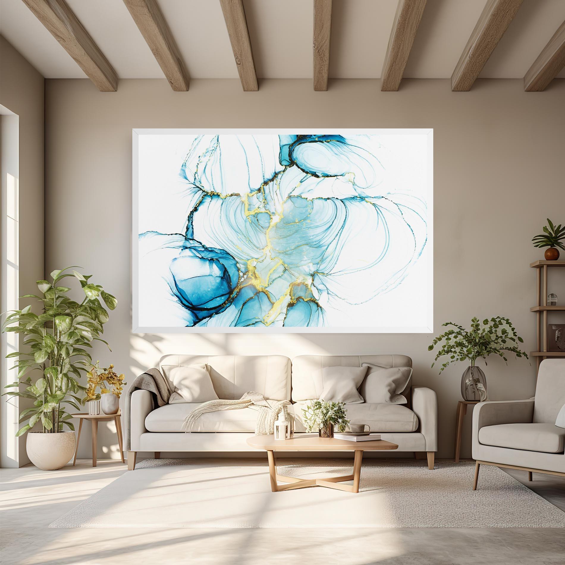 Leinwandbild Artistic Gold Blue mockup 6