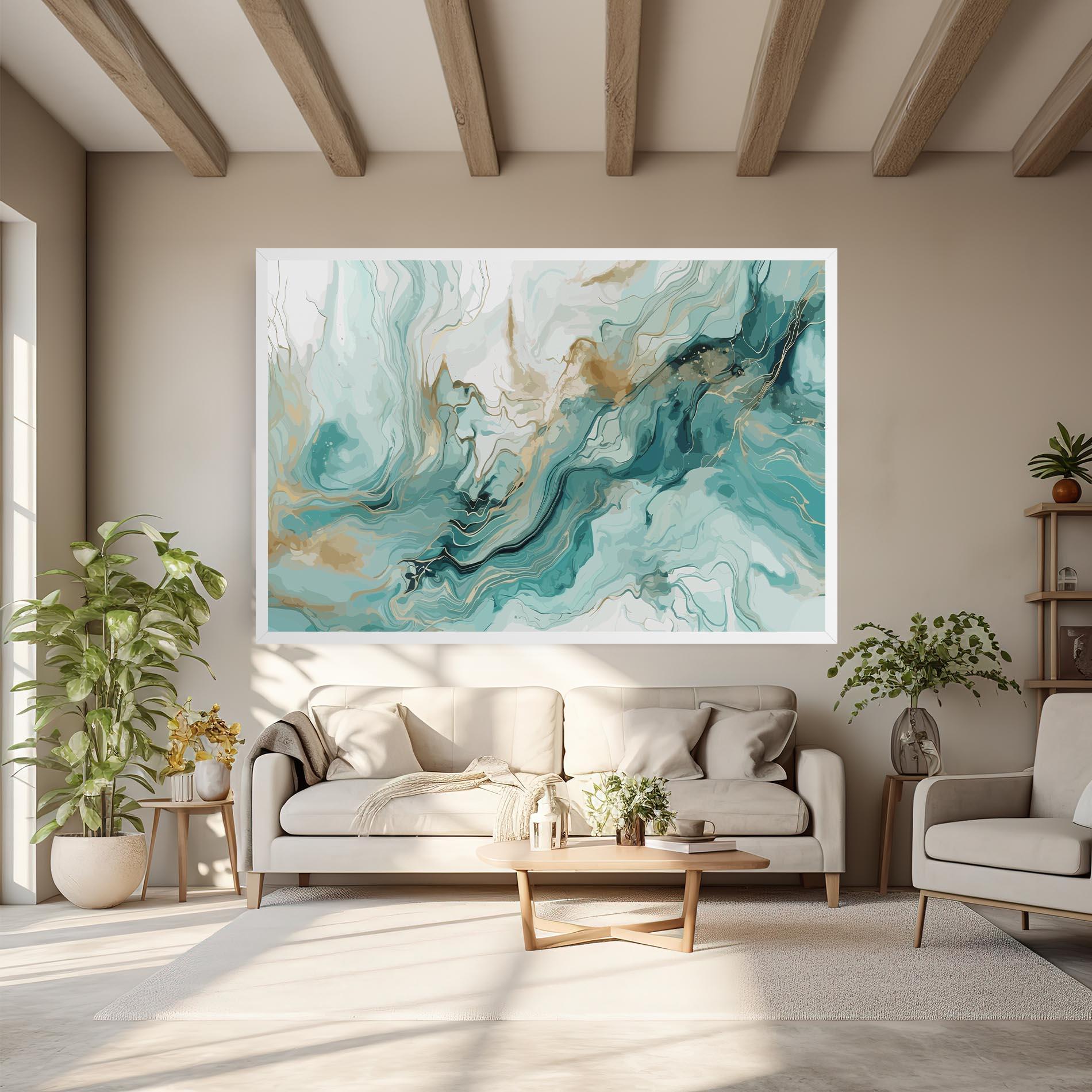 Leinwandbild Green Gold Water mockup 6