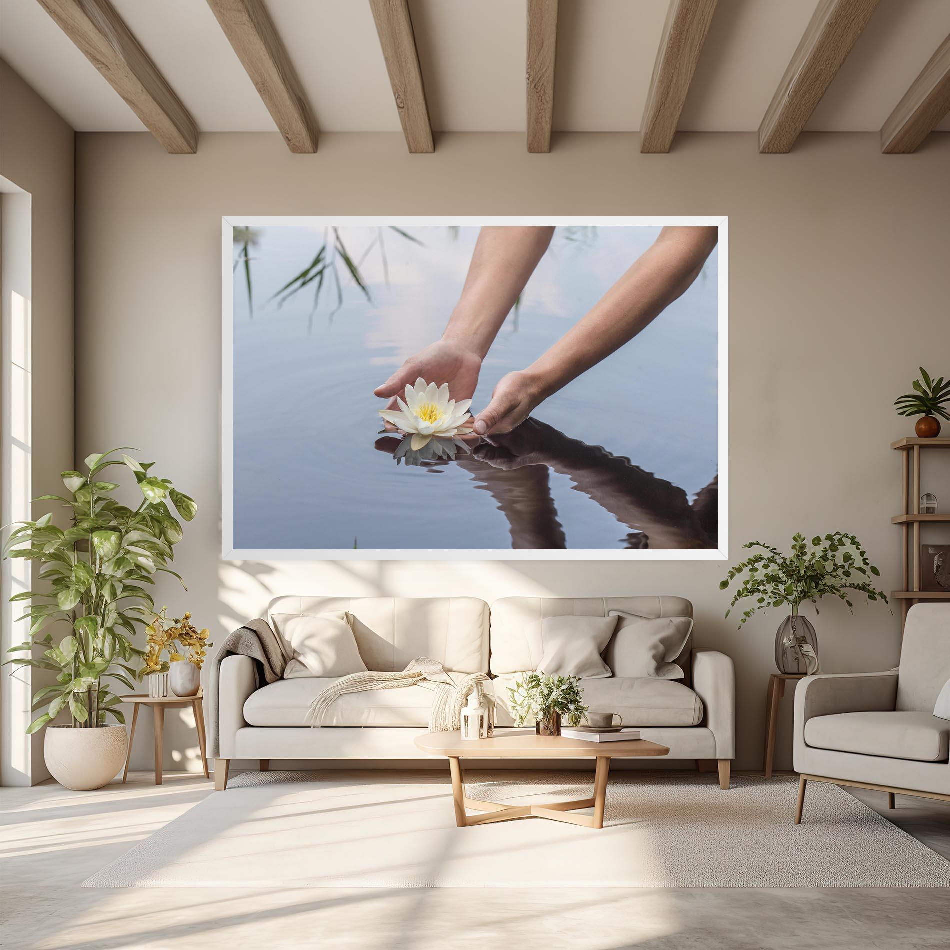 Leinwandbild Holding Lake Flower mockup 6