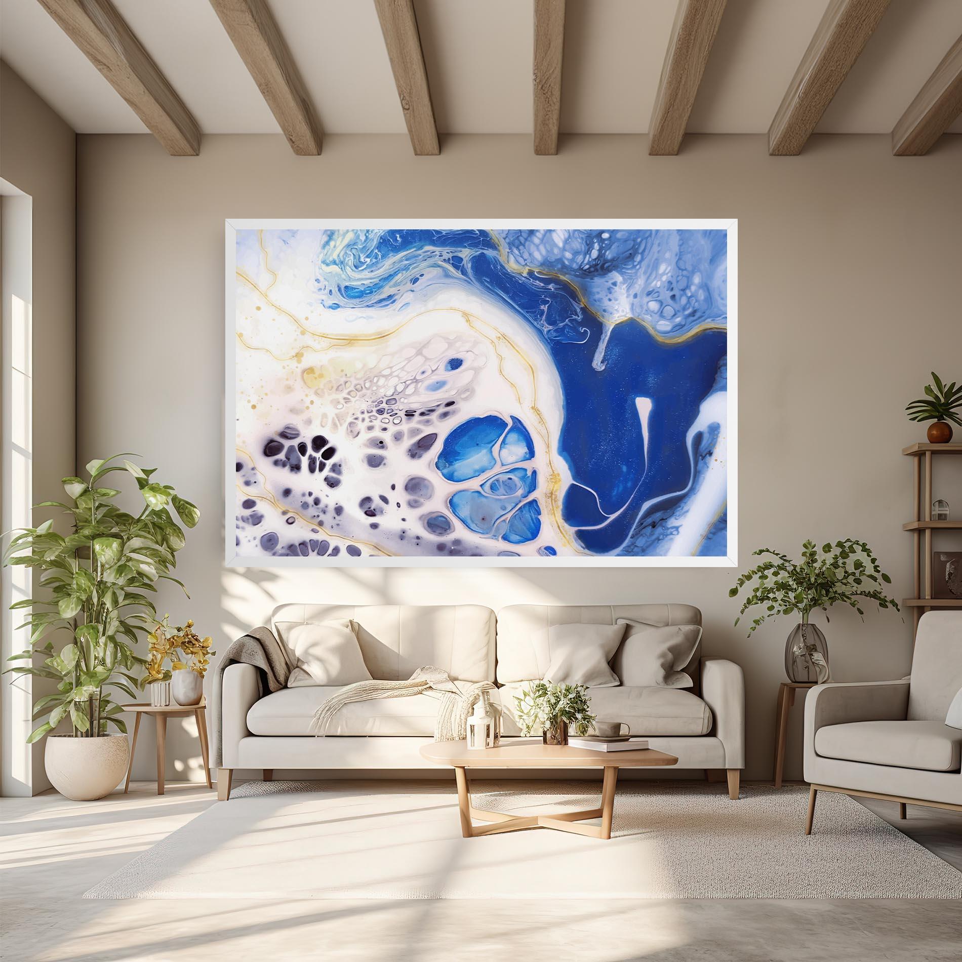 Leinwandbild Water Gold Blue Marble mockup 6