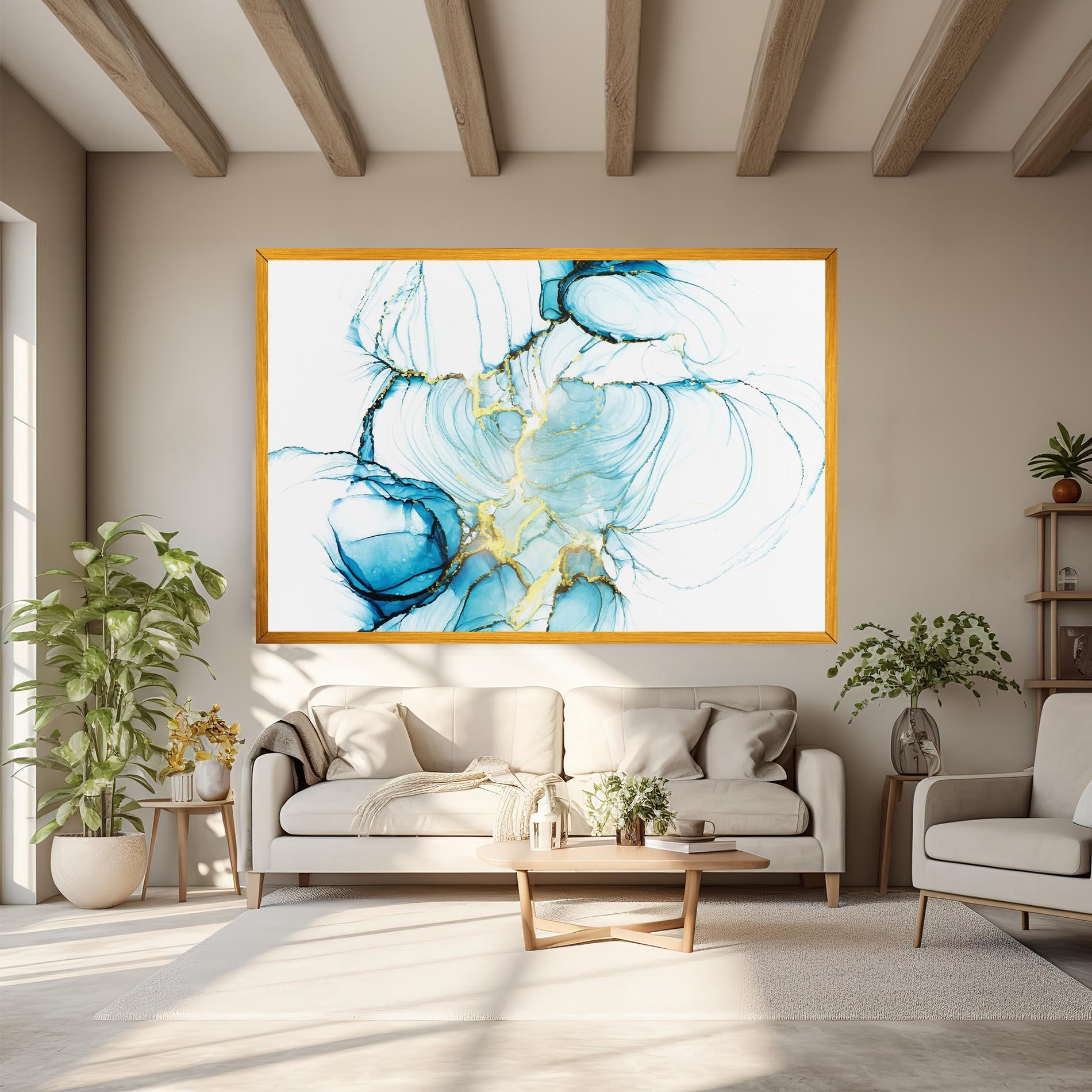 Leinwandbild Artistic Gold Blue mockup 6