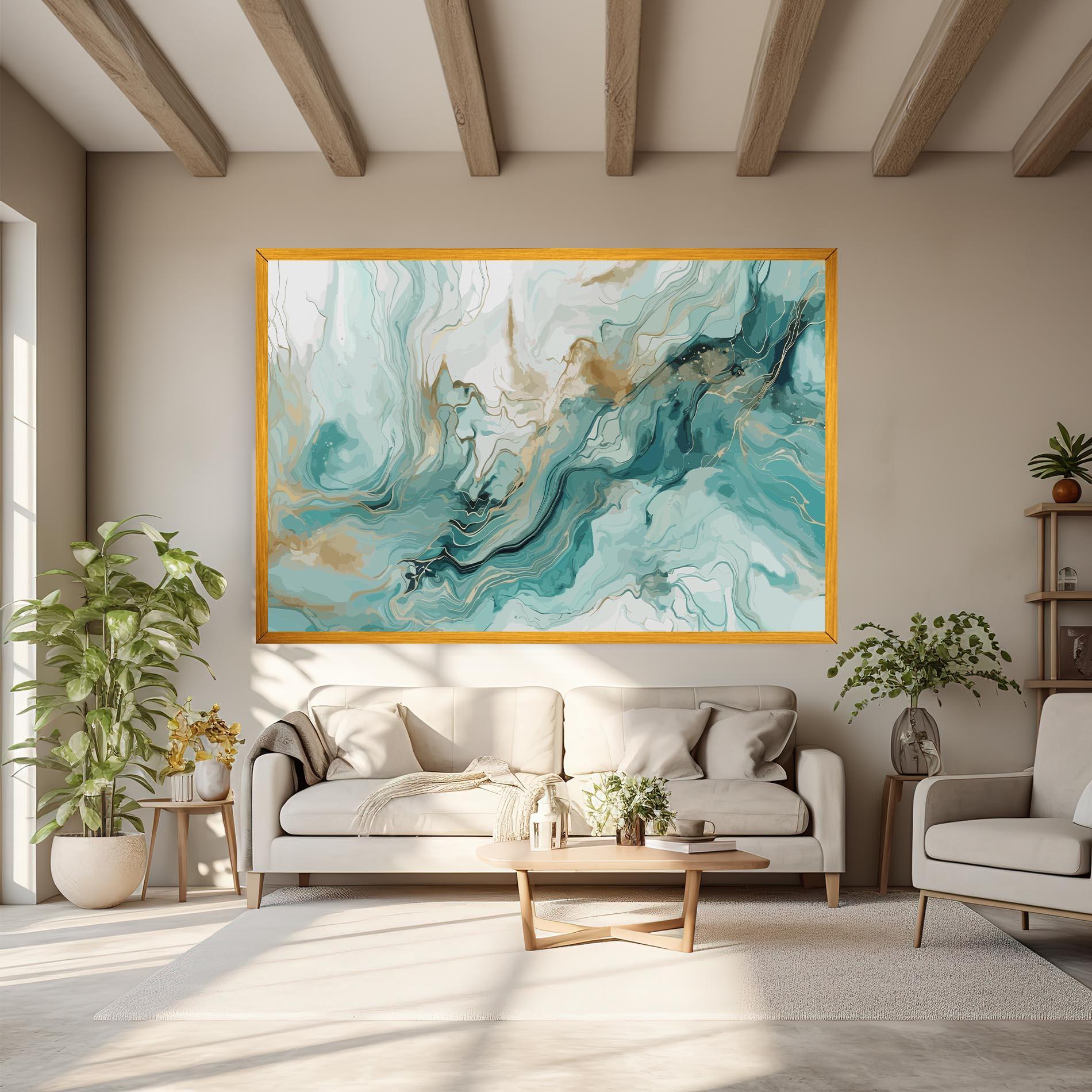 Leinwandbild Green Gold Water mockup 6