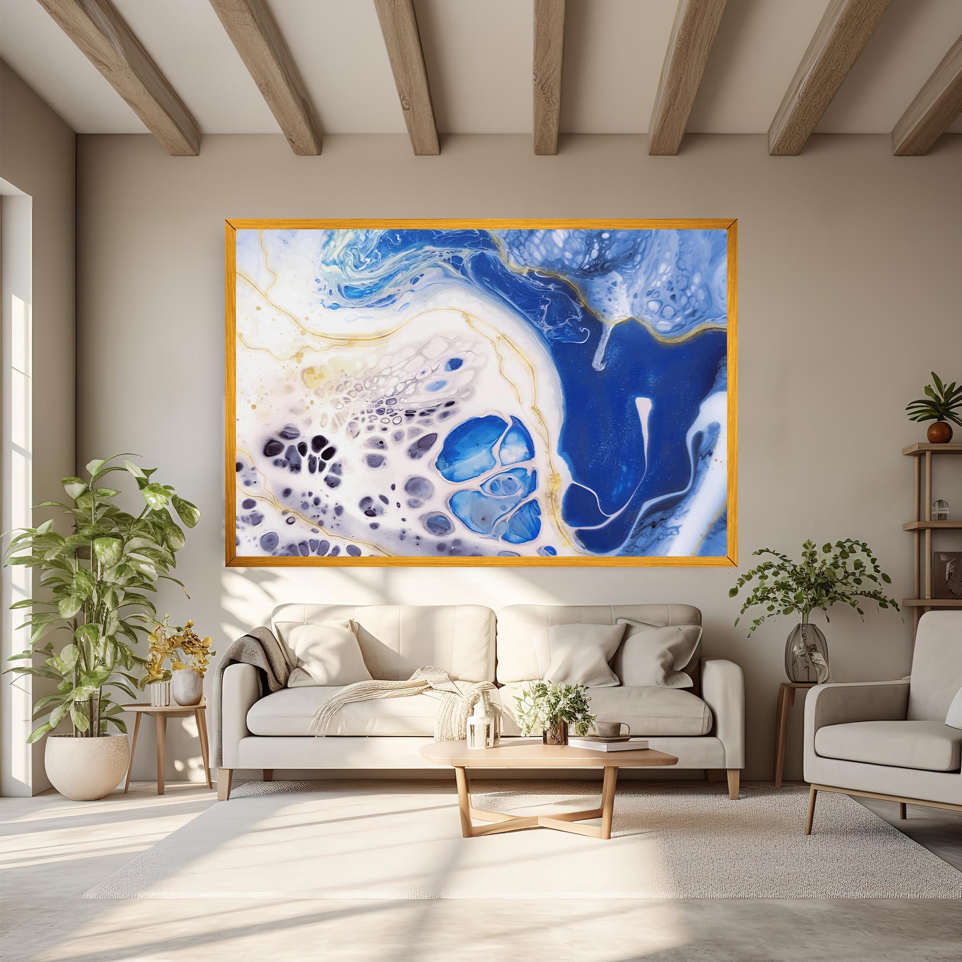 Leinwandbild Water Gold Blue Marble mockup 6