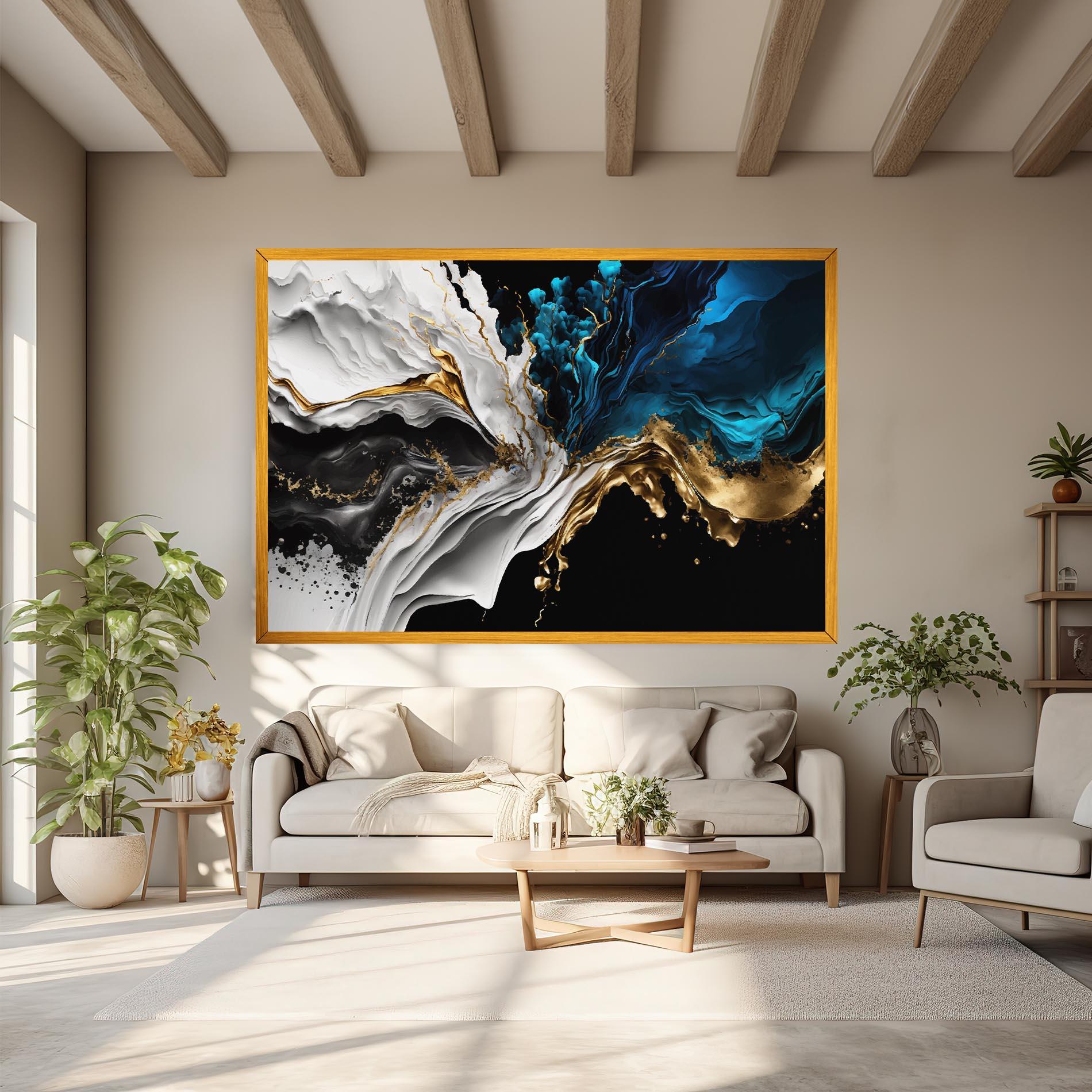 Leinwandbild White Black Wave mockup 6