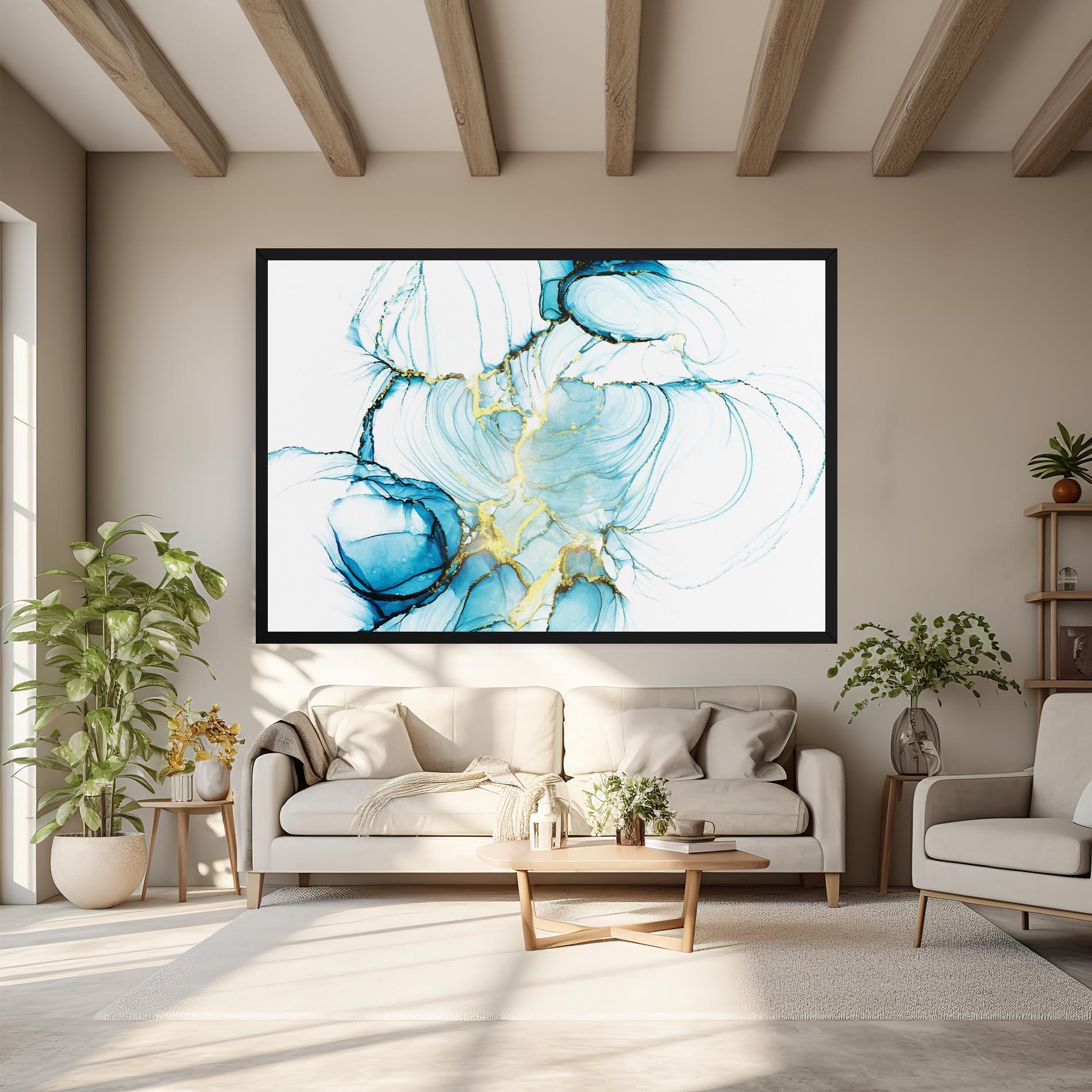 Leinwandbild Artistic Gold Blue mockup 6