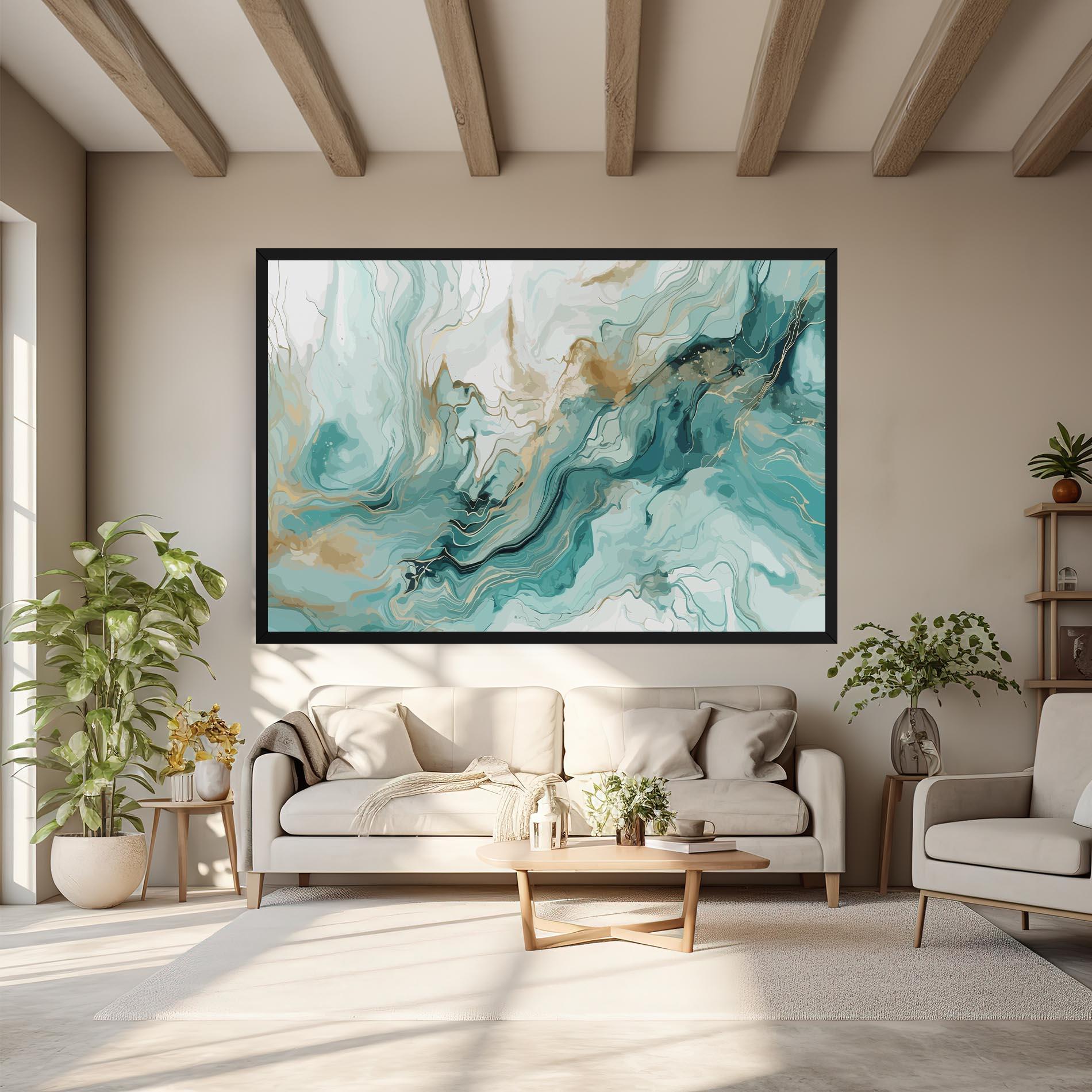 Leinwandbild Green Gold Water mockup 6