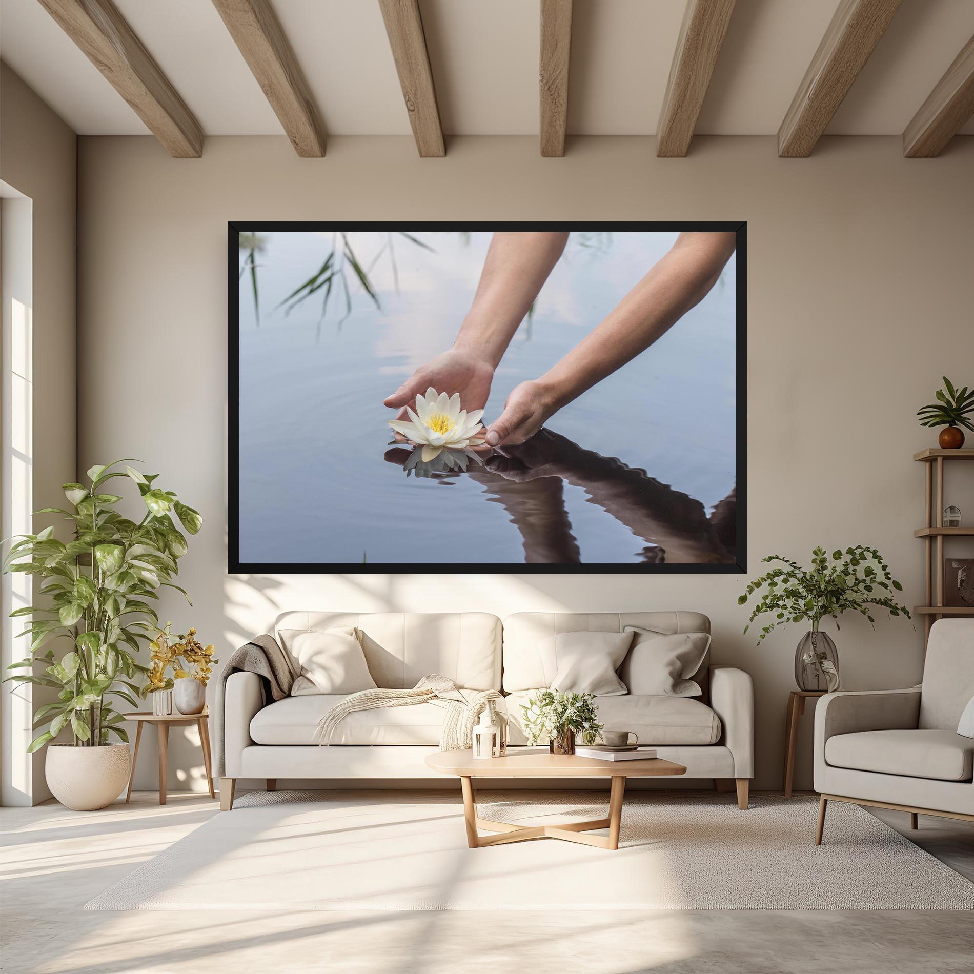 Leinwandbild Holding Lake Flower mockup 6