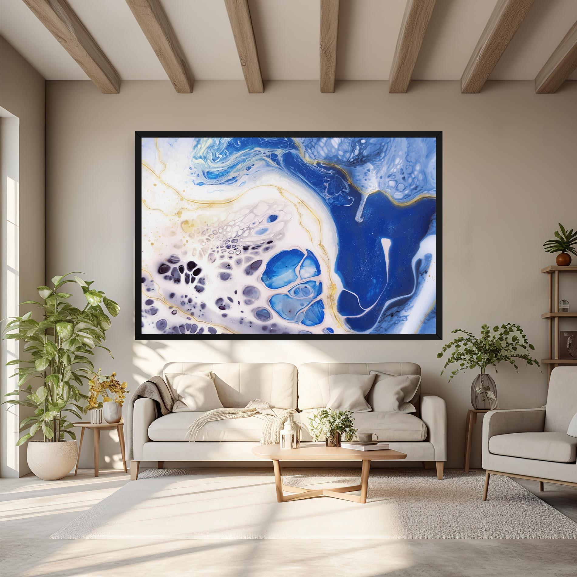 Leinwandbild Water Gold Blue Marble mockup 6