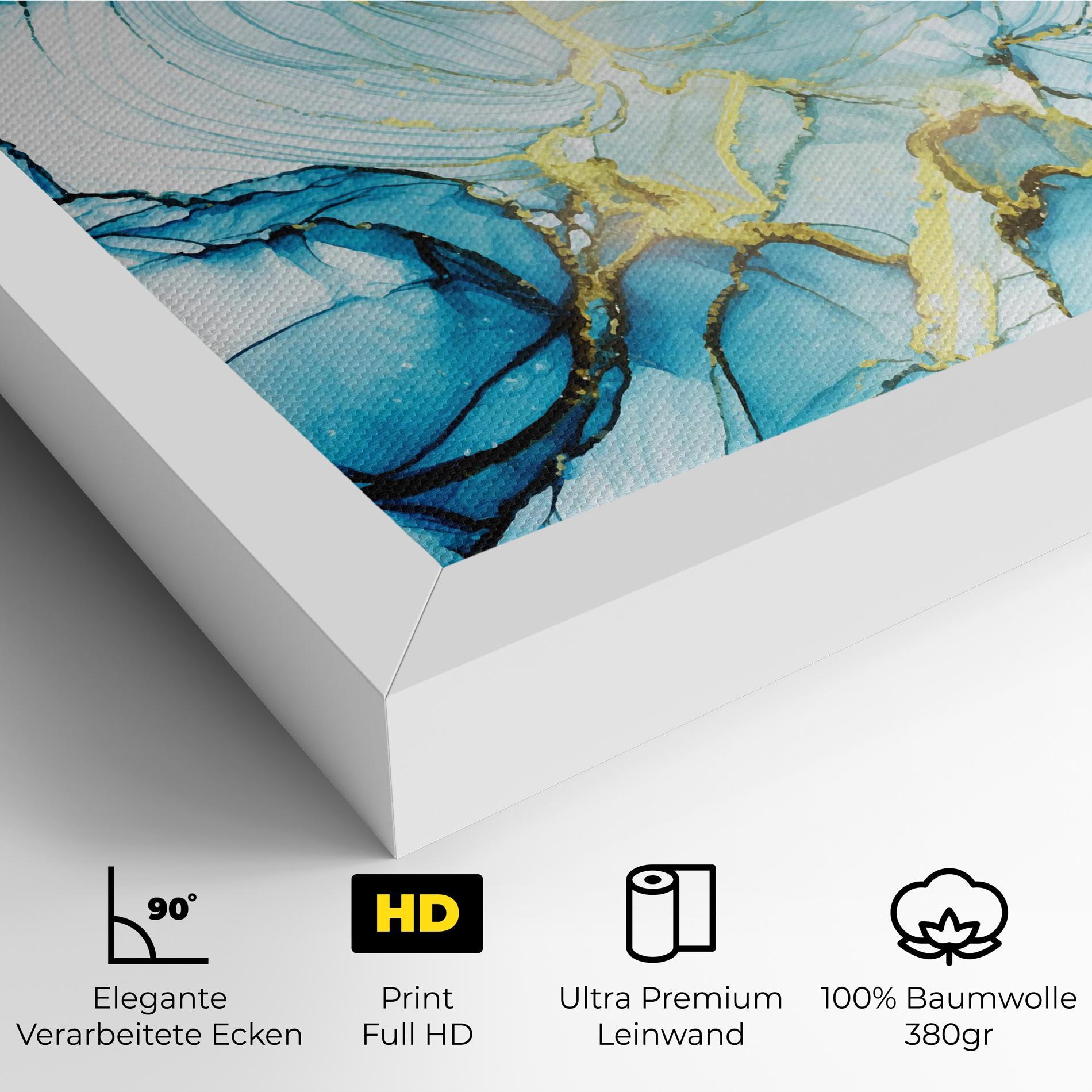 Leinwandbild Artistic Gold Blue mockup 4