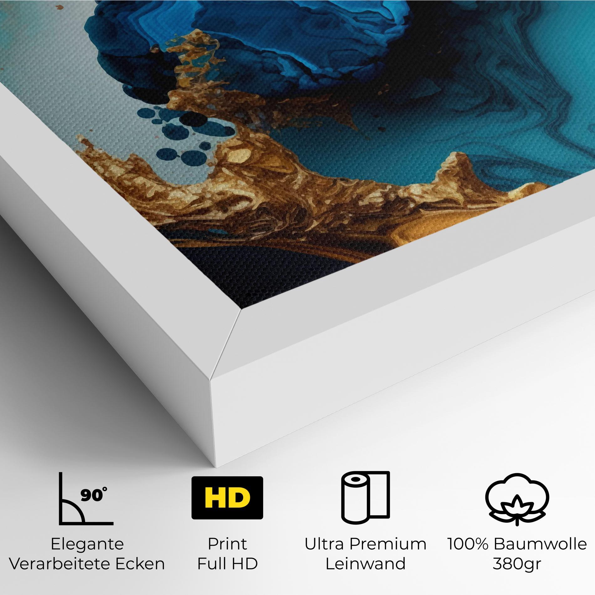 Leinwandbild Blue Gold Wave mockup 4