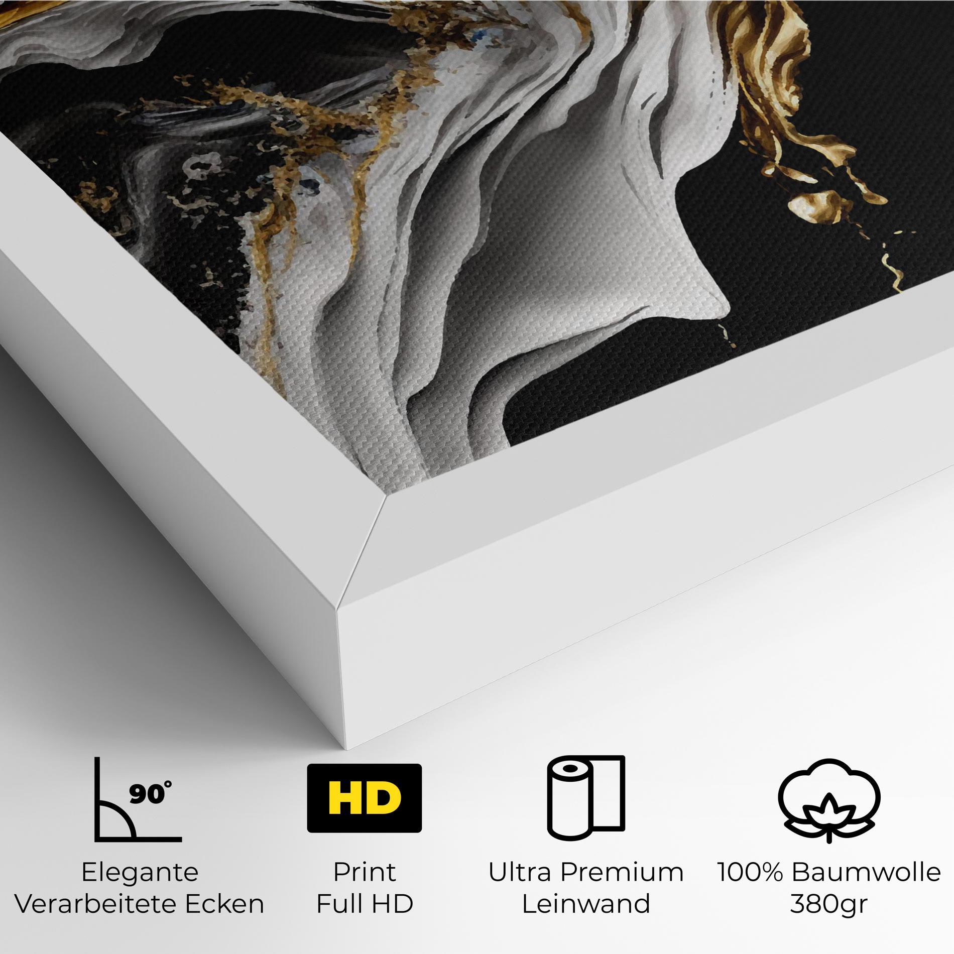 Leinwandbild White Black Wave mockup 4