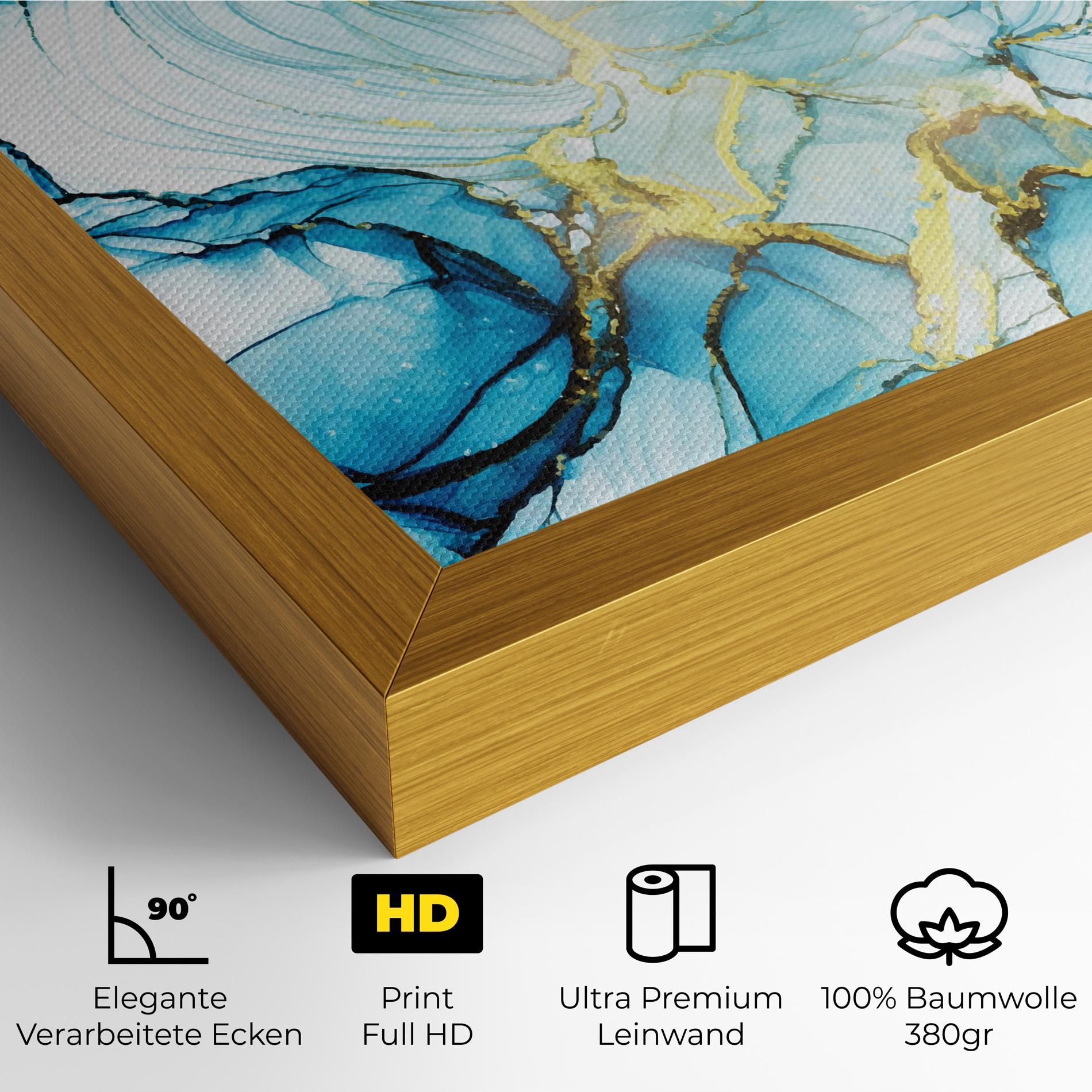 Leinwandbild Artistic Gold Blue mockup 4