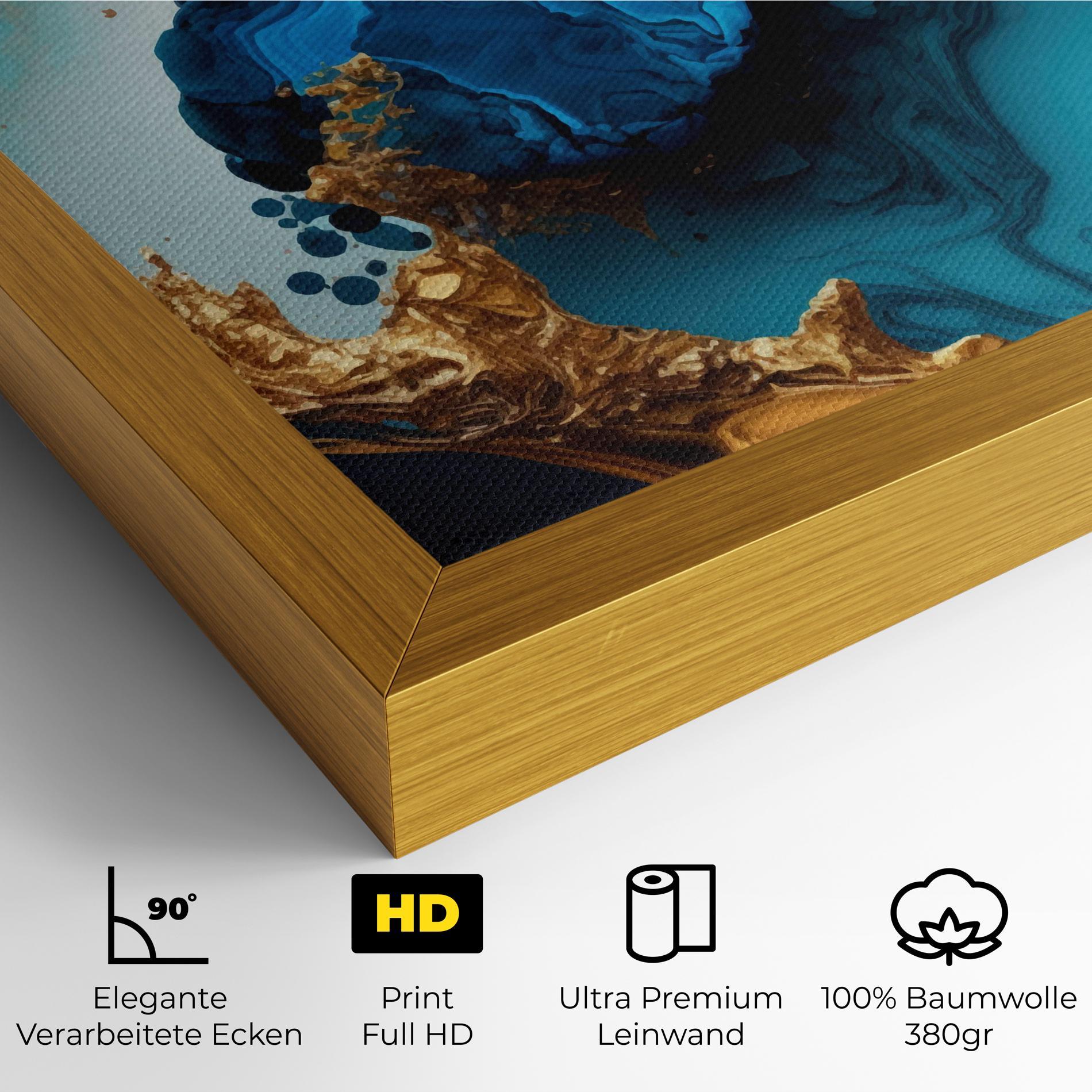 Leinwandbild Blue Gold Wave mockup 4