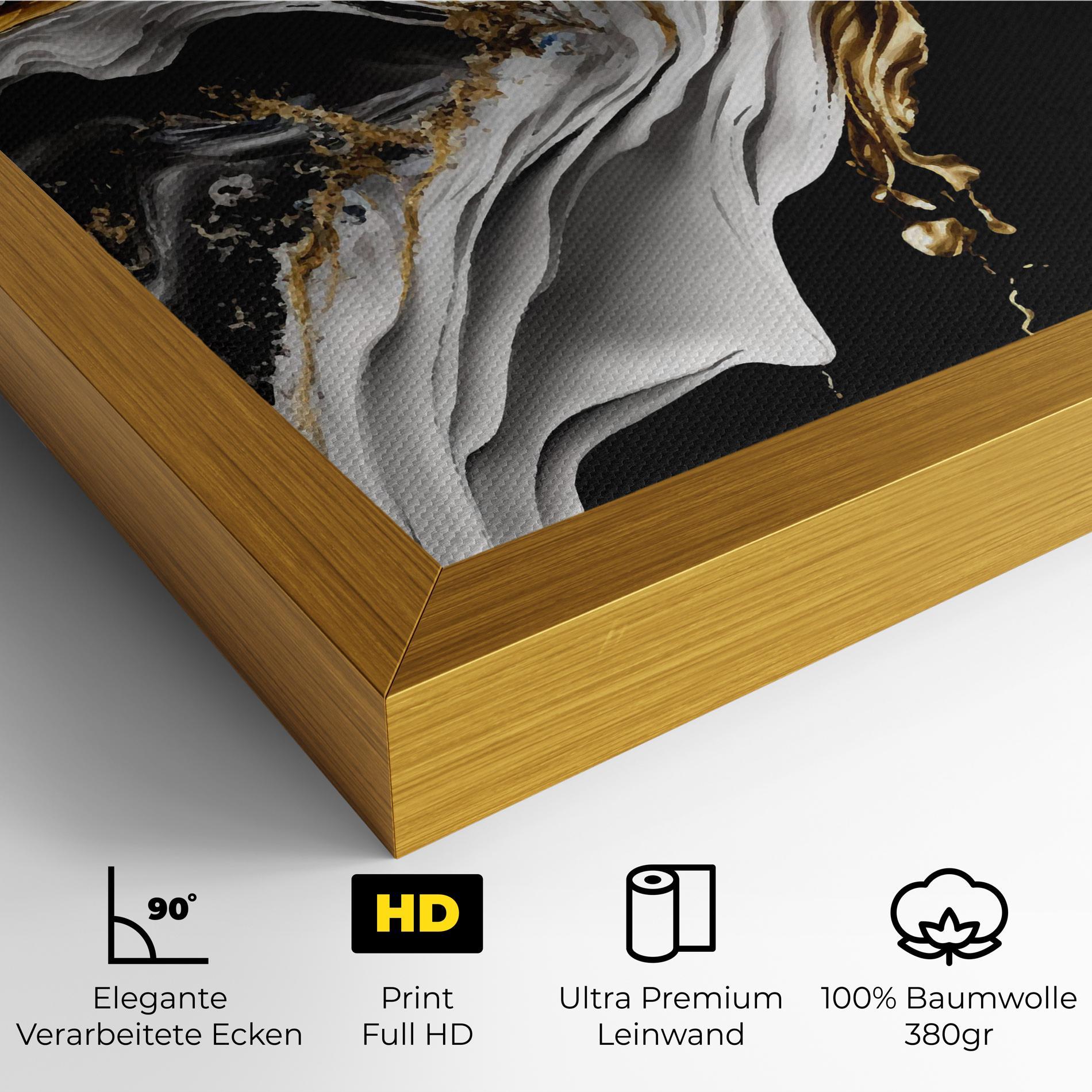 Leinwandbild White Black Wave mockup 4